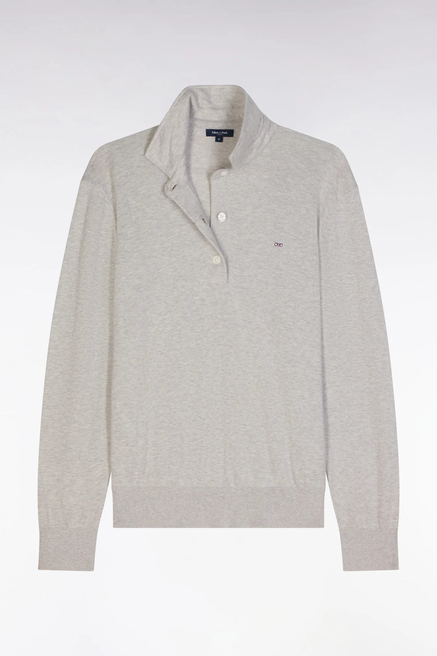 Pull à col maillot en coton biologique et cachemire gris coupe décontractée - Image 2