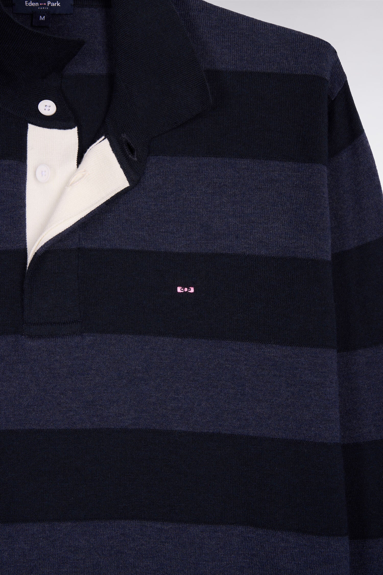 Pull col maillot rayé en coton et lyocell mélangés marine - Image 6