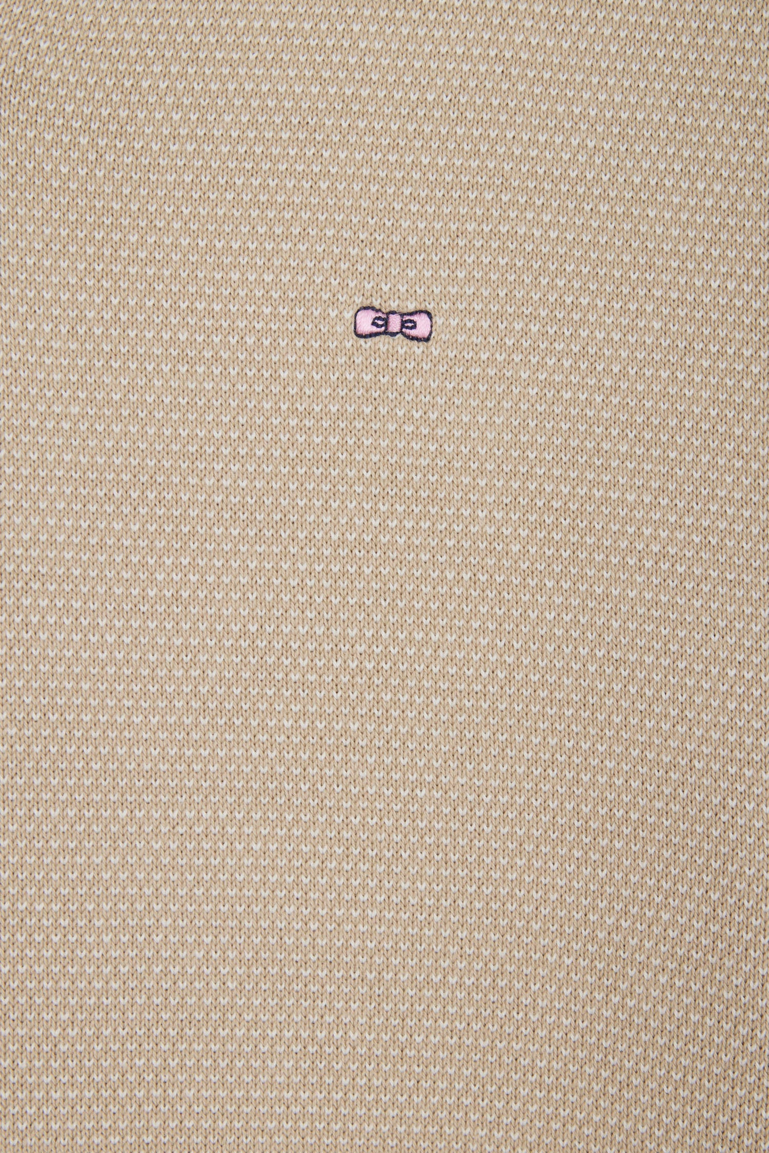 Pull col polo en coton beige coupe droite - Image 5