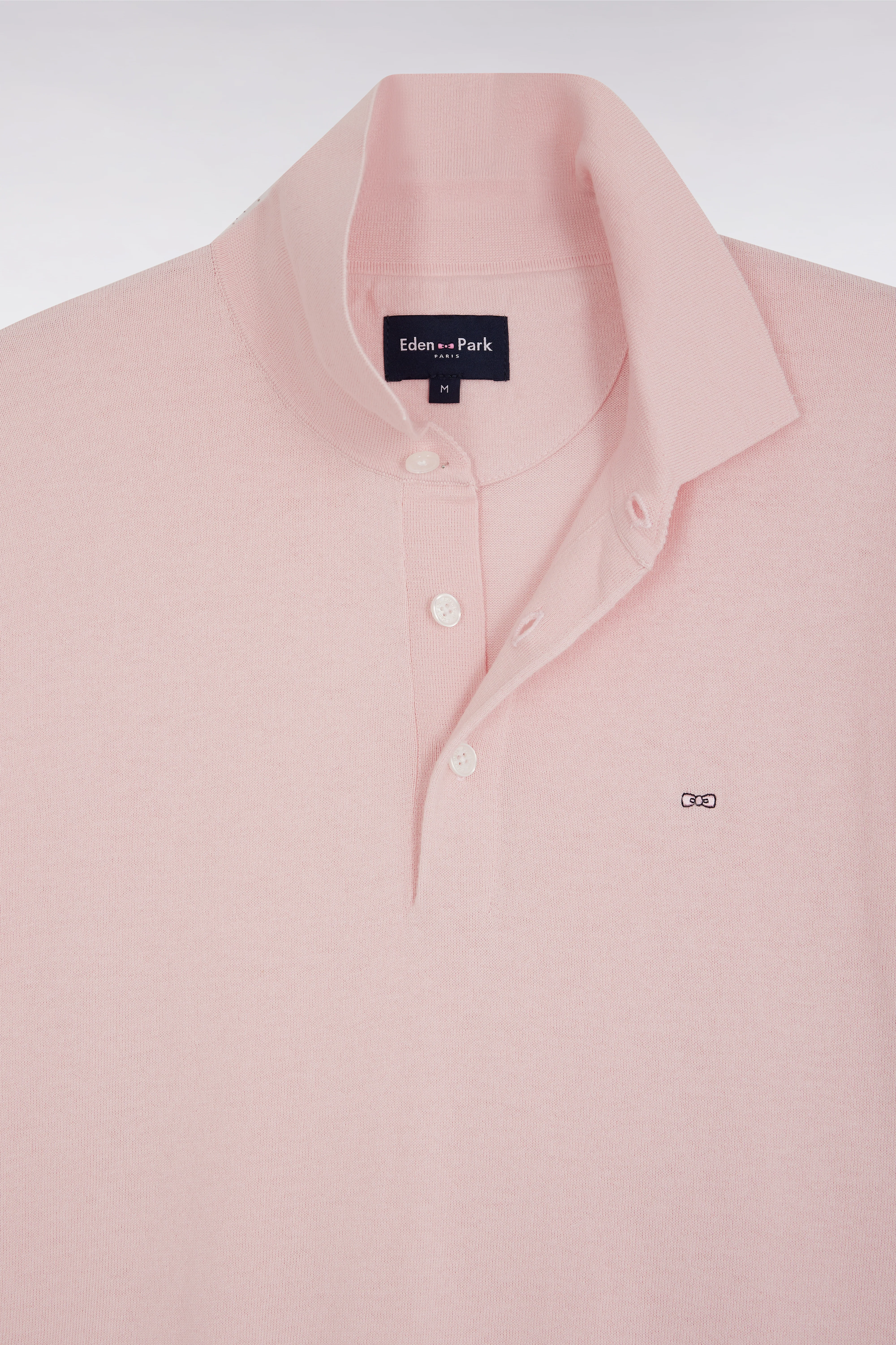 Pull col polo en coton et soie mélangés rose coupe droite - Image 2