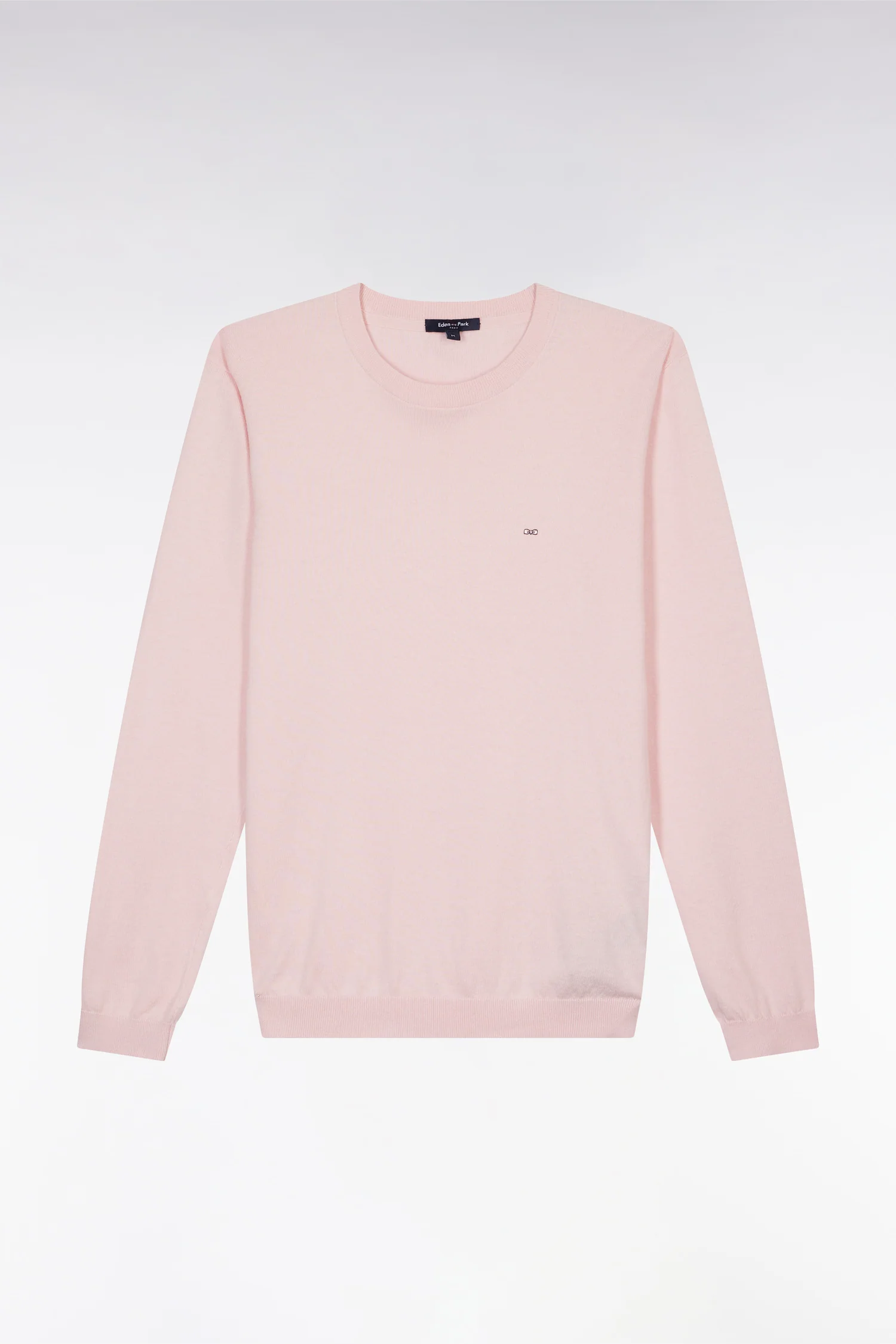Pull col rond en coton et soie mélangés rose coupe droite - Image 2