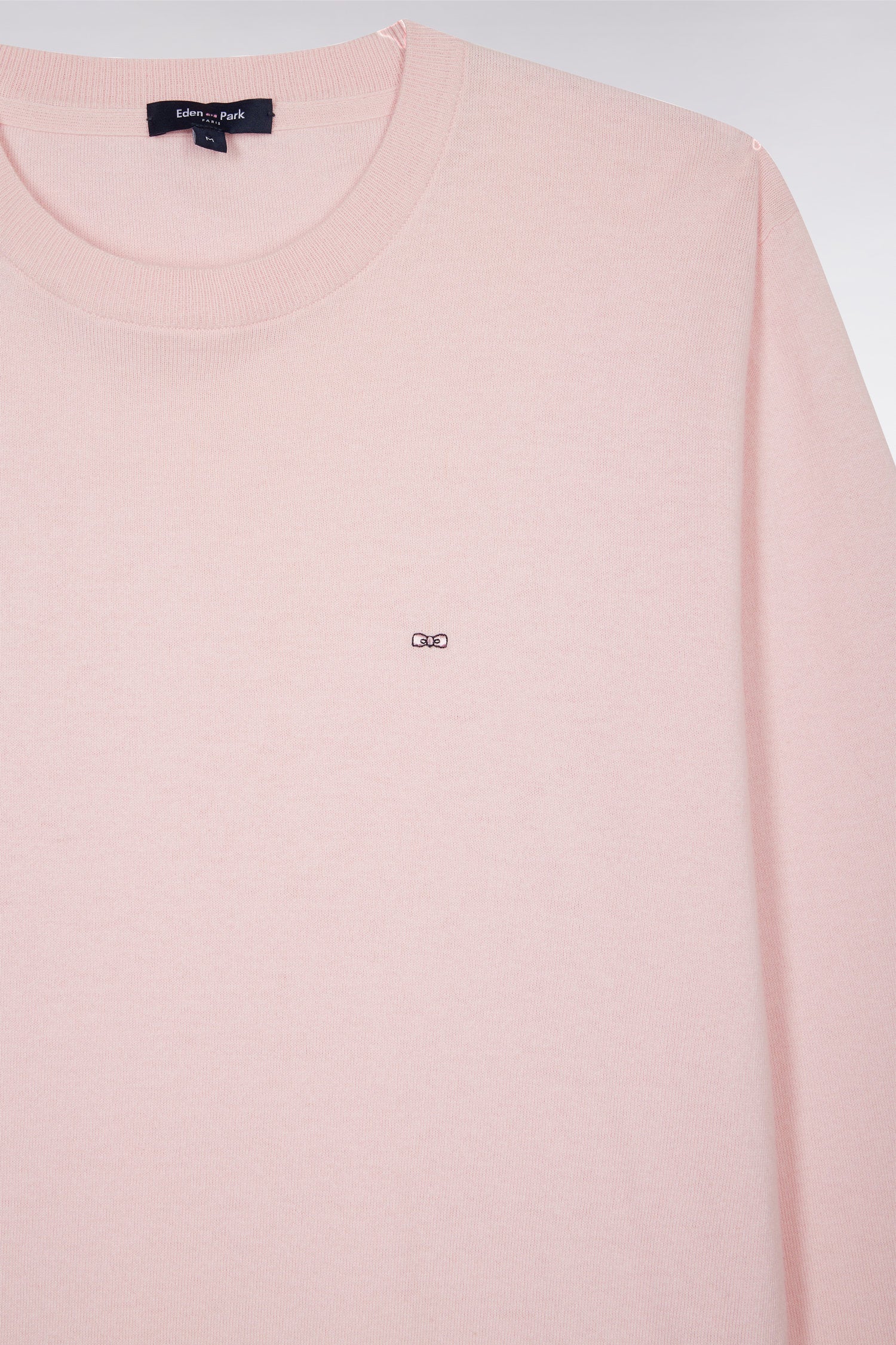 Pull col rond en coton et soie mélangés rose coupe droite - Image 6