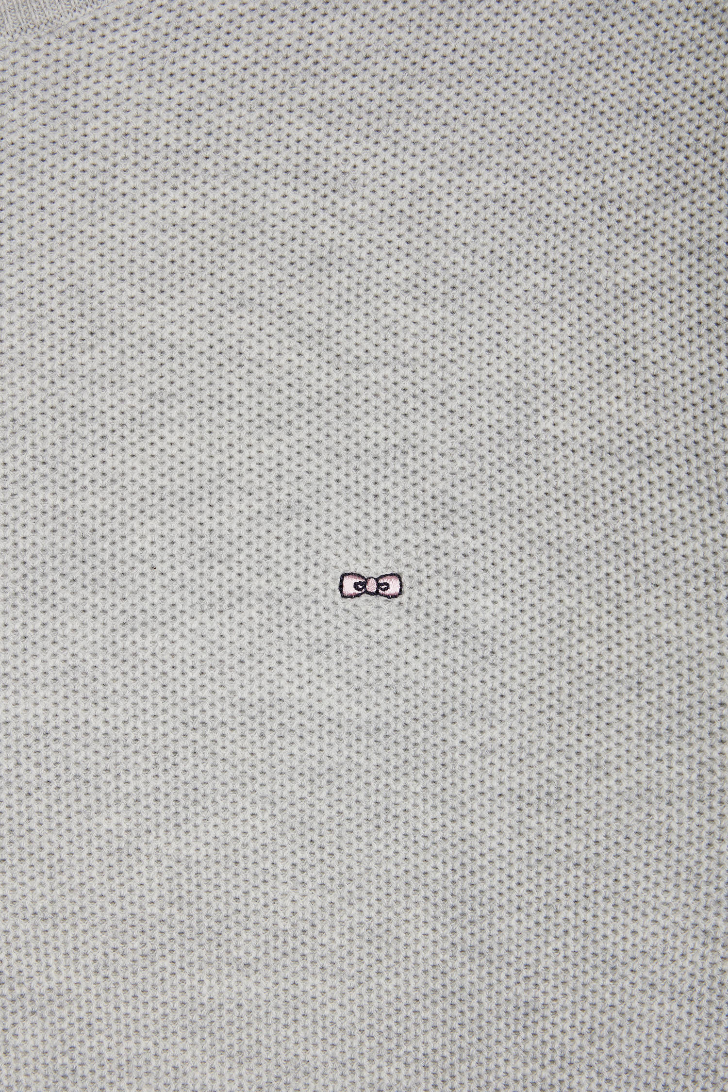 Pull col rond en coton nid d'abeille gris coupe droite - Image 6