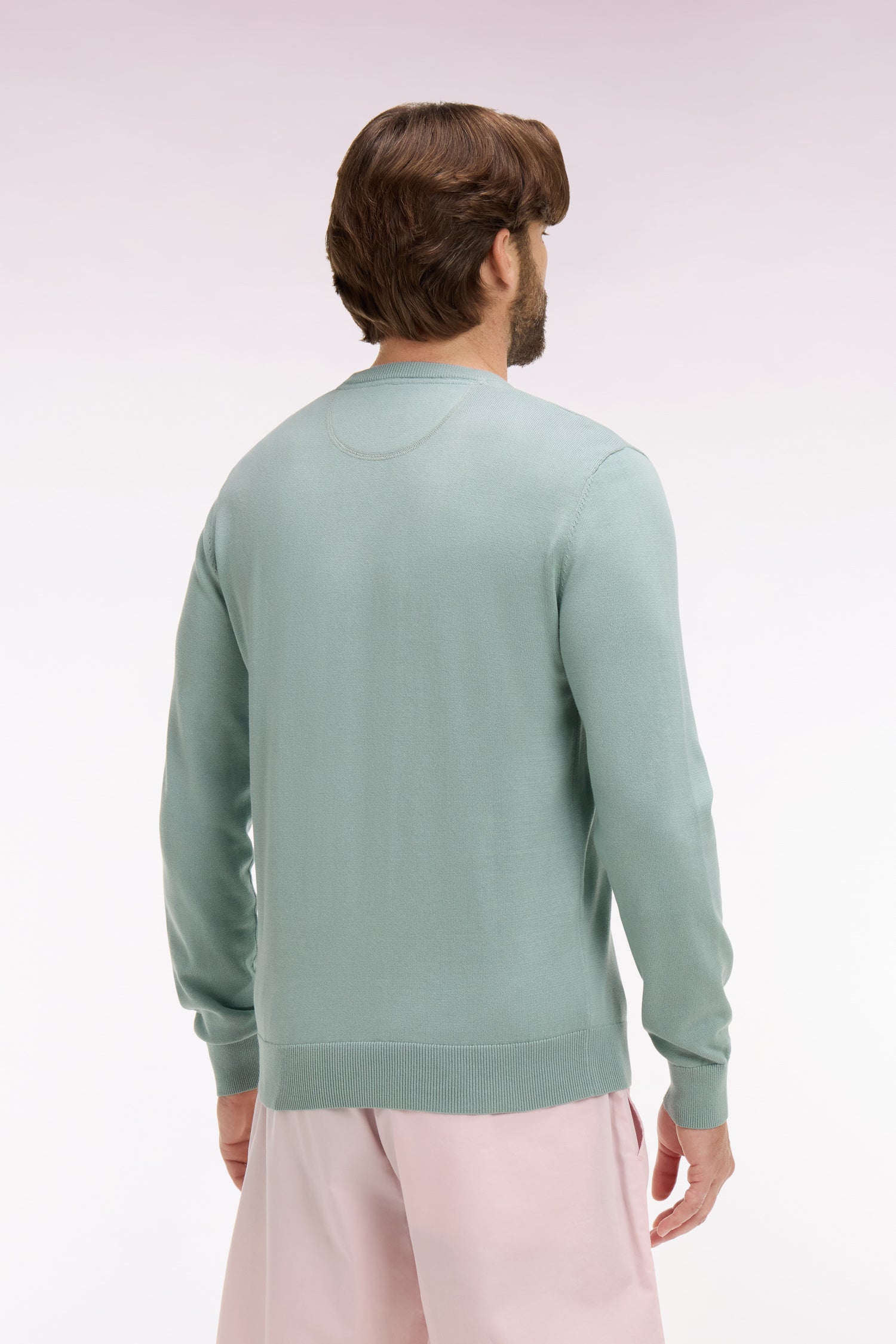 Pull col rond en coton vert d'eau - Image 5