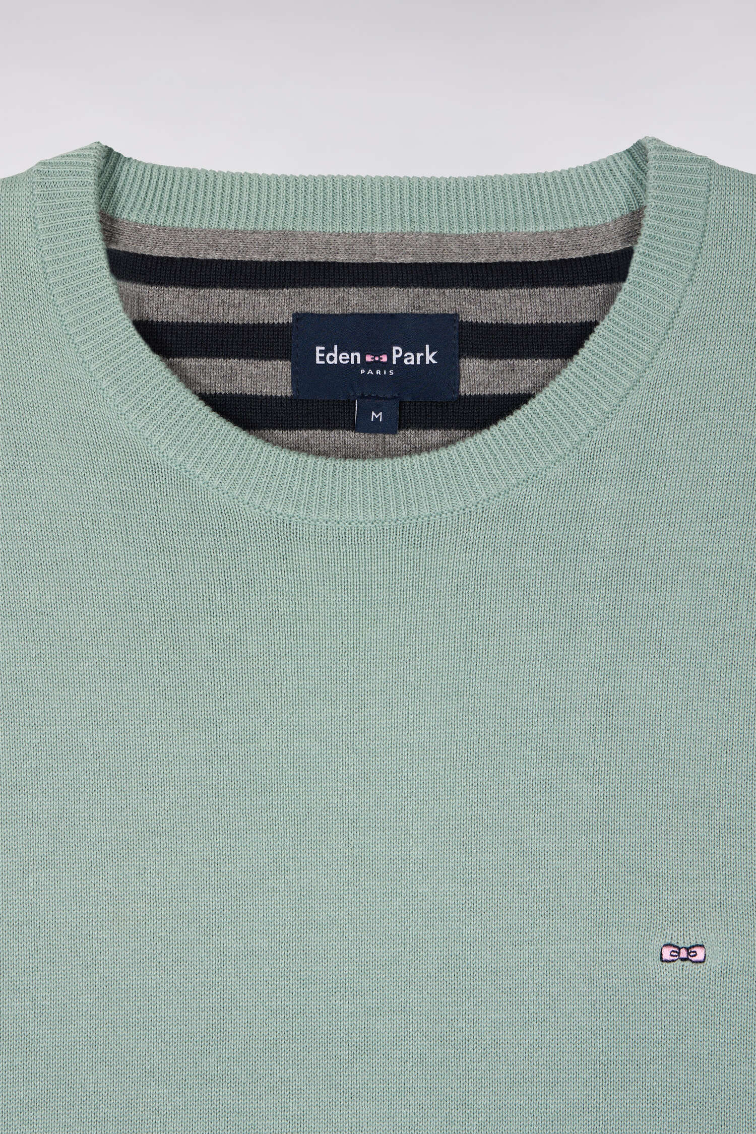 Pull col rond en coton vert d'eau - Image 6