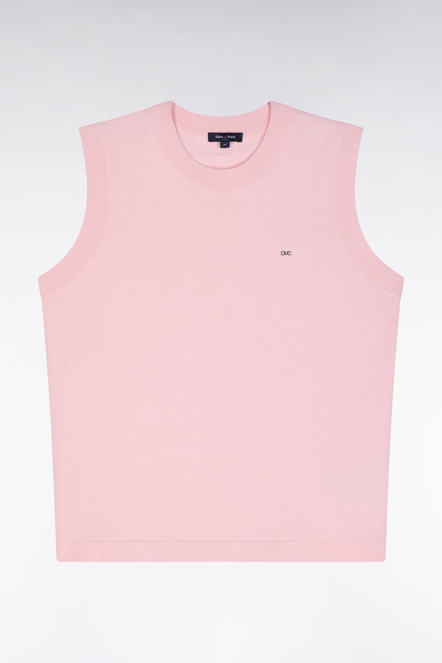 Pull débardeur fin à col rond en coton et soie mélangés rose coupe décontractée - Image 2