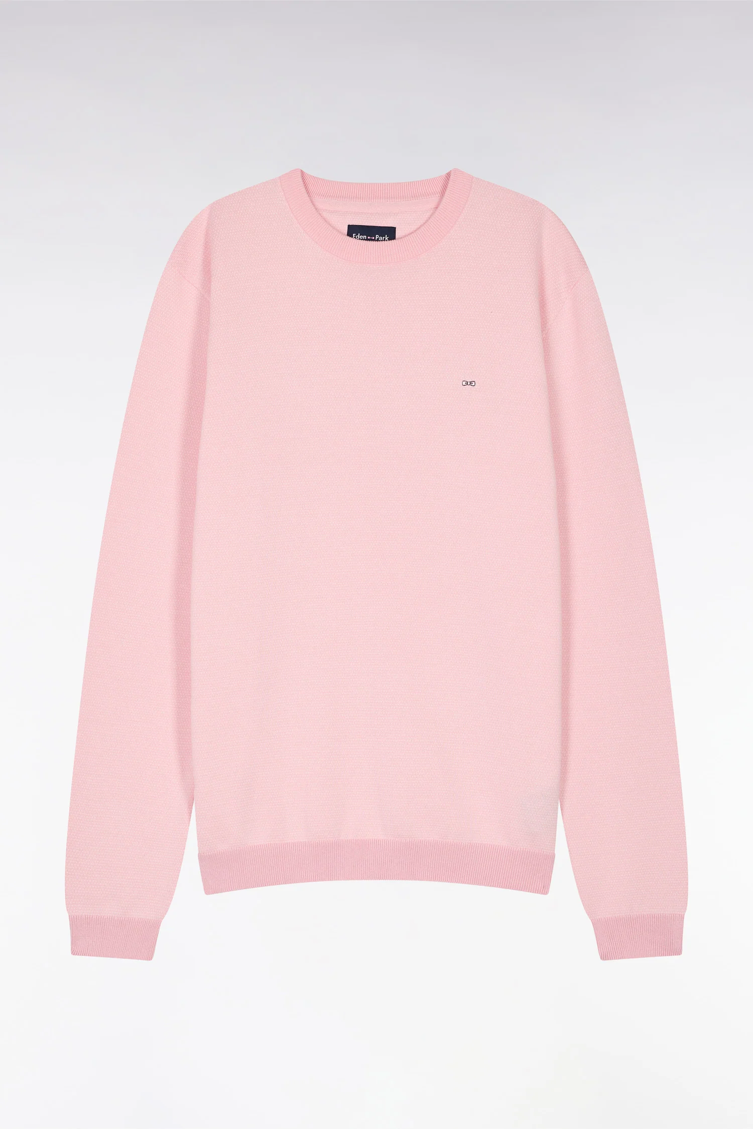 Pull en coton Ă col rond en coton rose coupe droite - Image 2