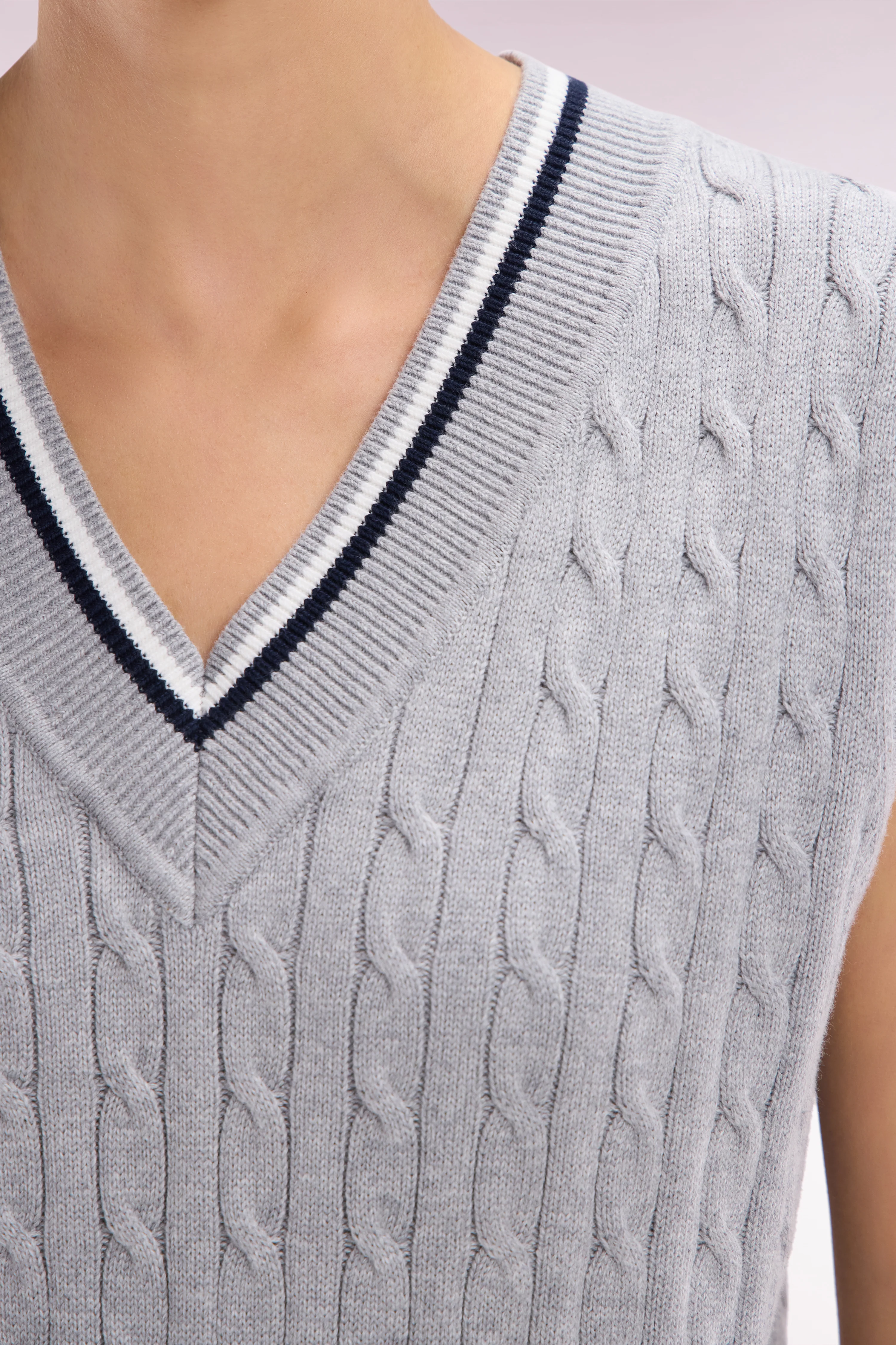 Pull sans manches en coton torsadé gris coupe décontractée - Image 5