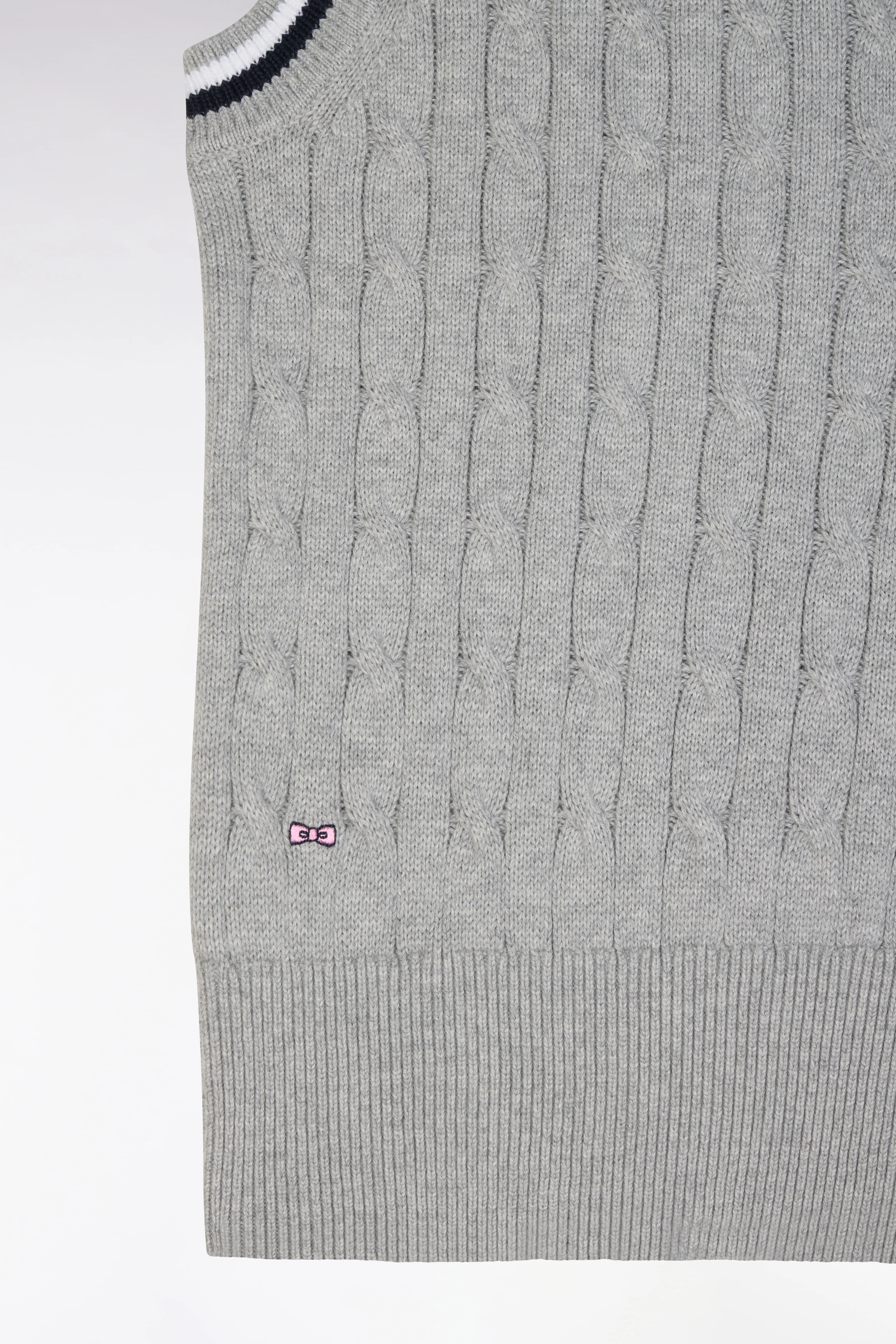 Pull sans manches en coton torsadé gris coupe décontractée - Image 6