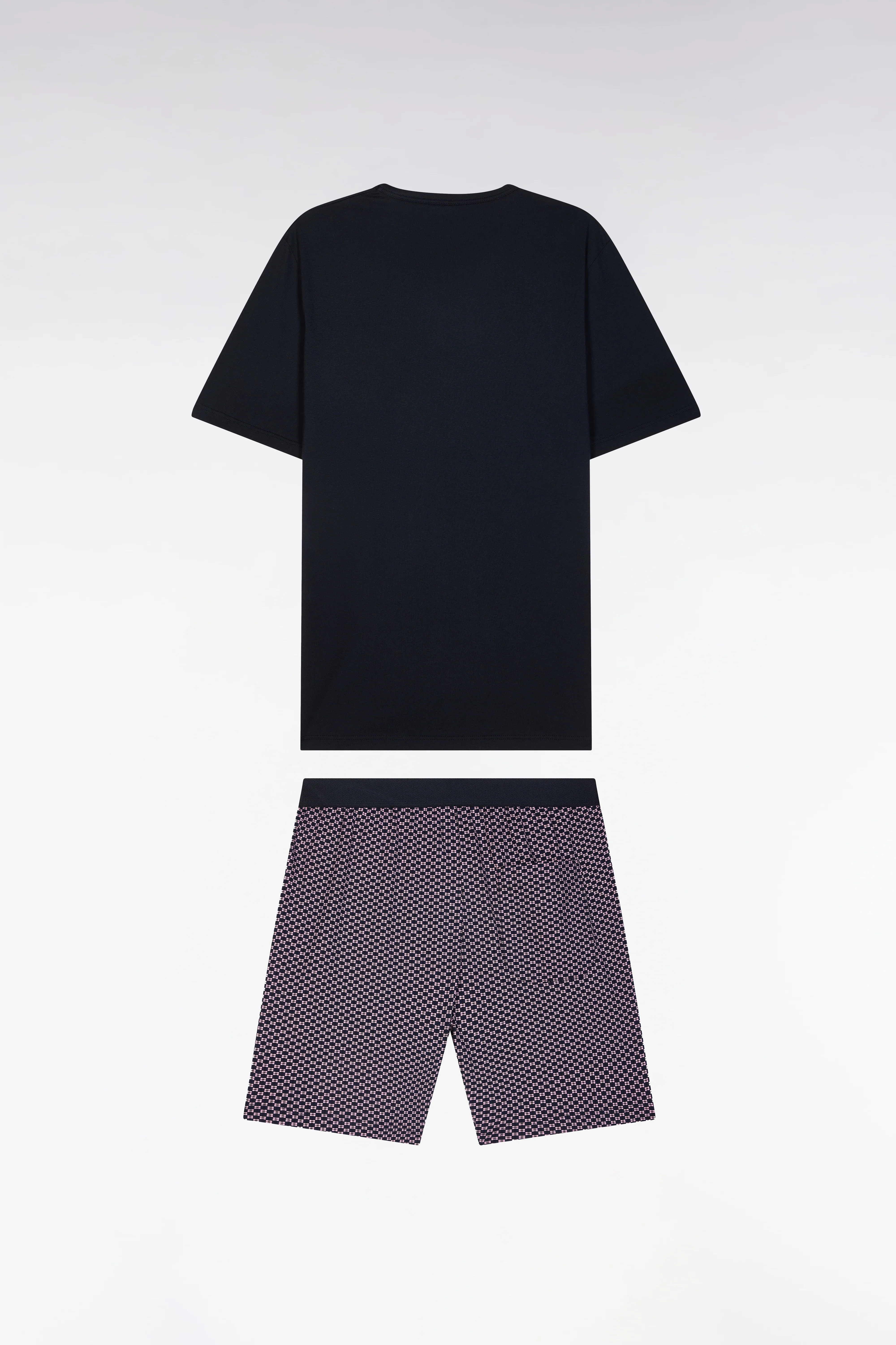 Pyjama court en jersey de coton marine et bordeaux short à micromotifs - Image 2