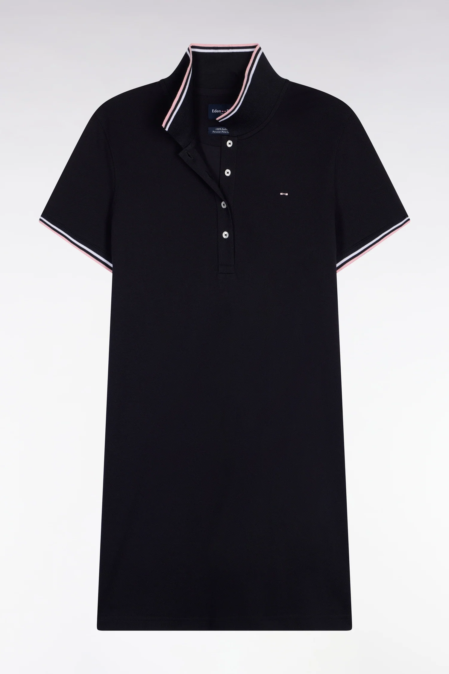 Robe polo en coton marine coupe droite - Image 2