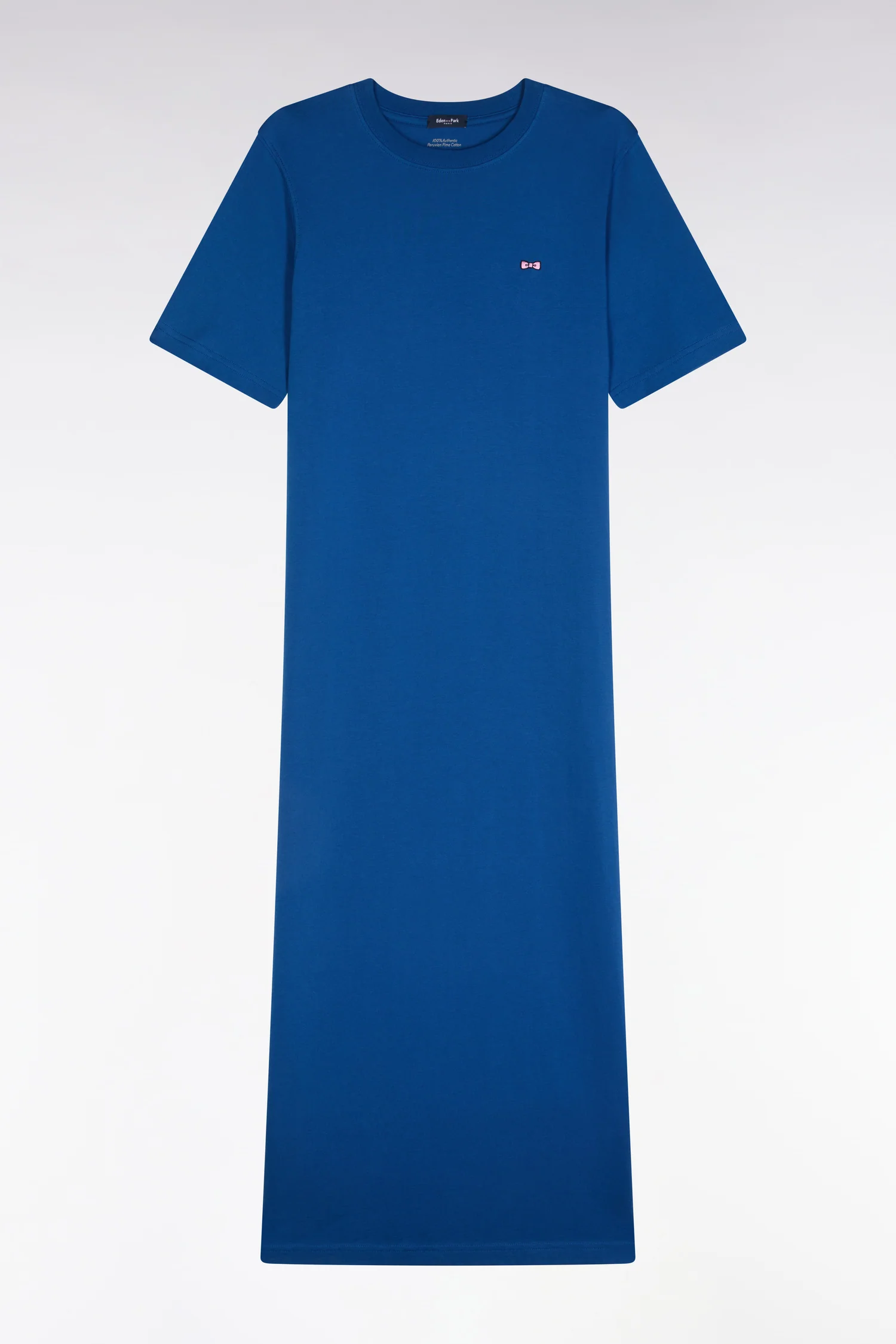 Robe T-shirt en coton Pima bleu coupe droite - Image 2