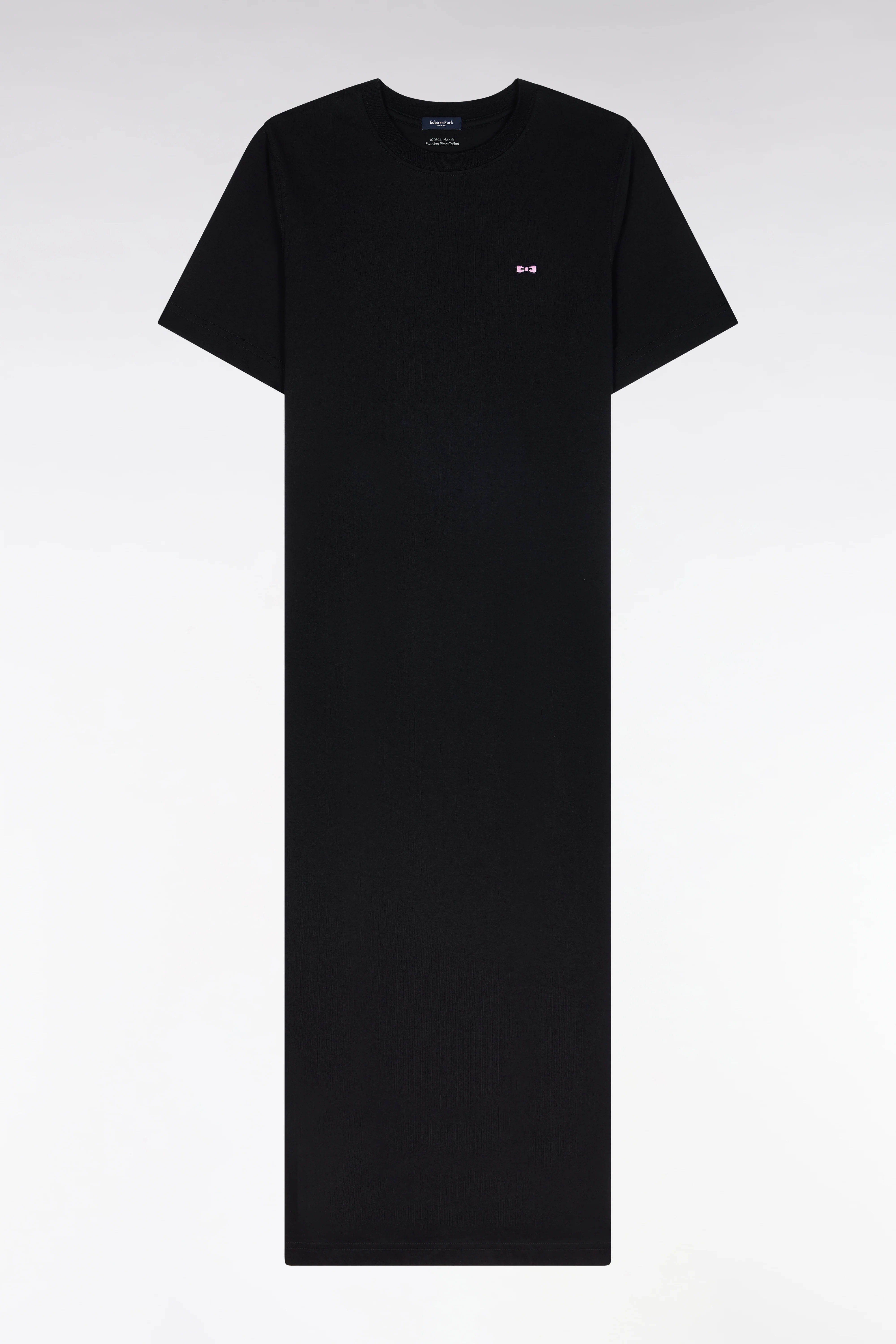Robe T-shirt en coton Pima noir coupe droite