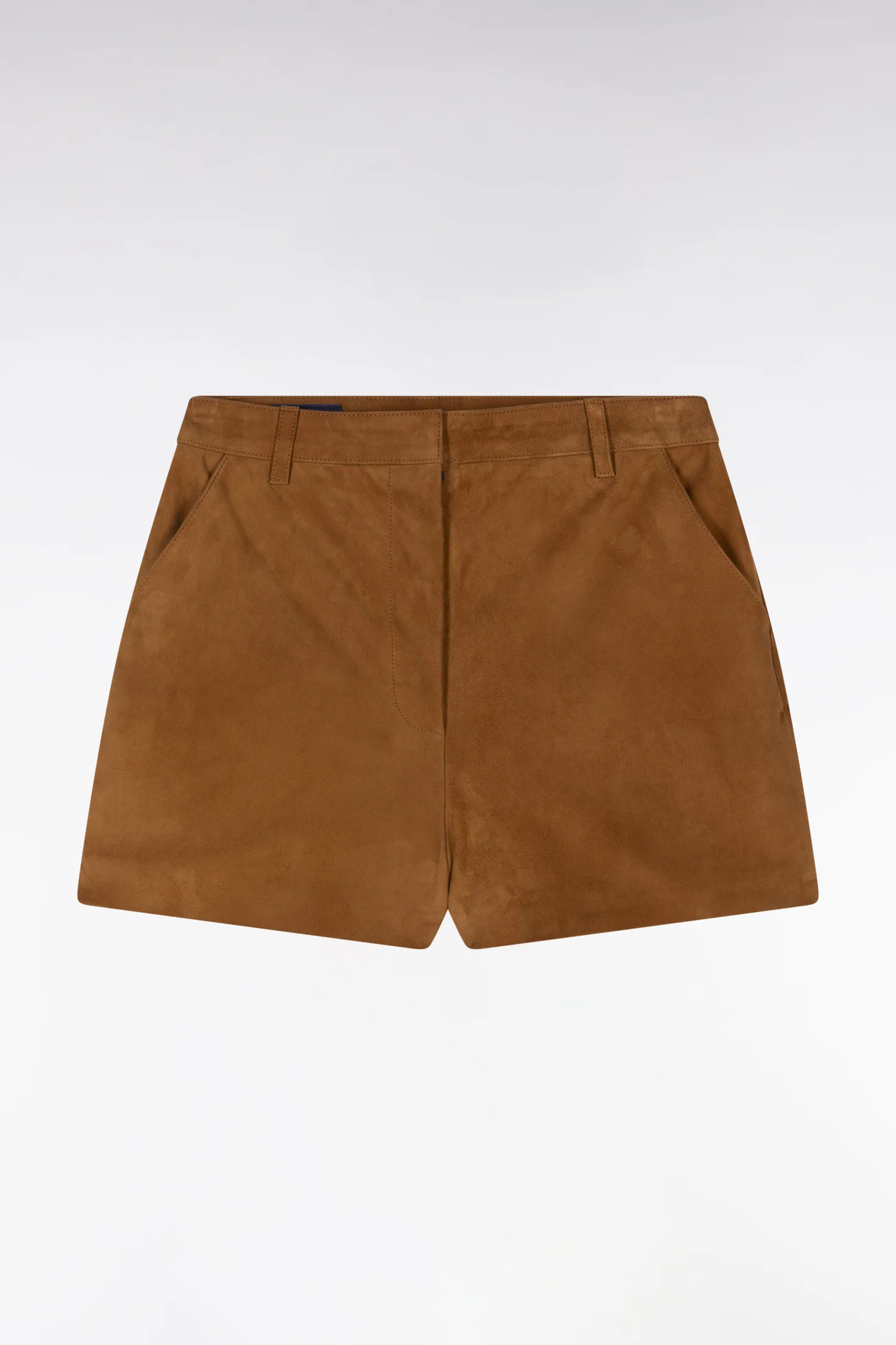 Short en cuir suédé marron coupe droite - Image 2