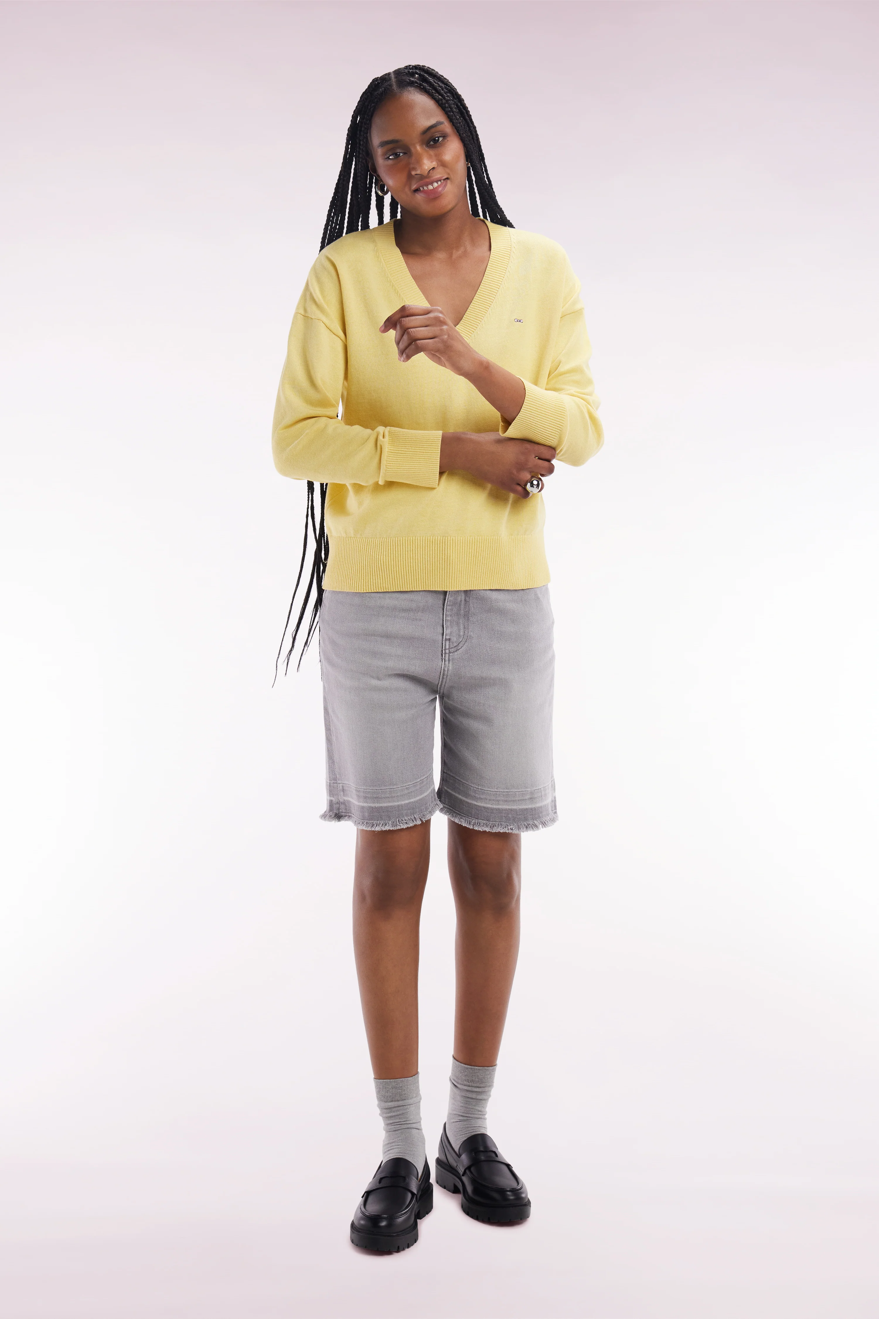 Short en denim stretch gris coupe décontractée