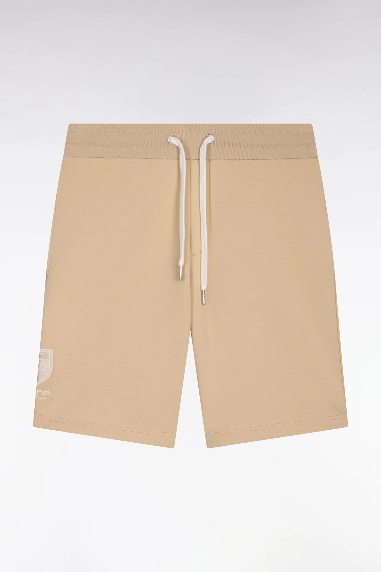 Short en molleton coton beige à broderie blason - Image 2