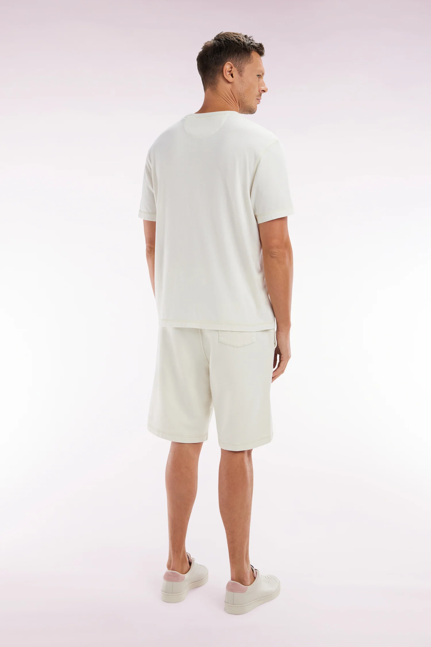 Short en molleton coton beige coupe décontractée - Image 4