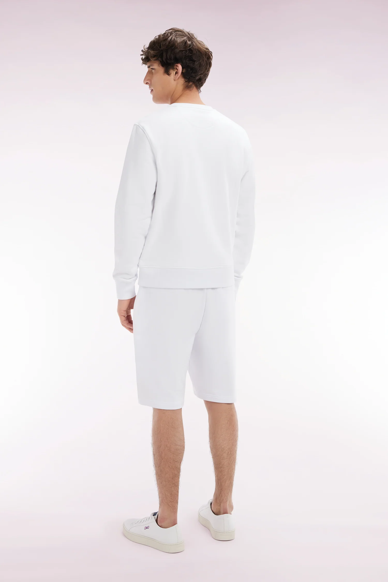 Short en molleton coton blanc coupe droite - Image 4