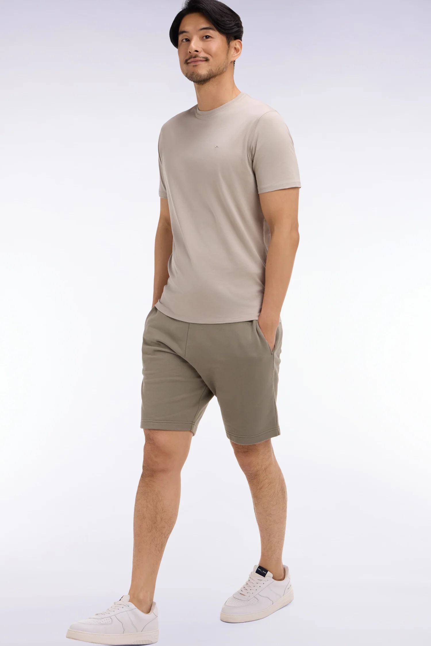 Short en molleton coton kaki
