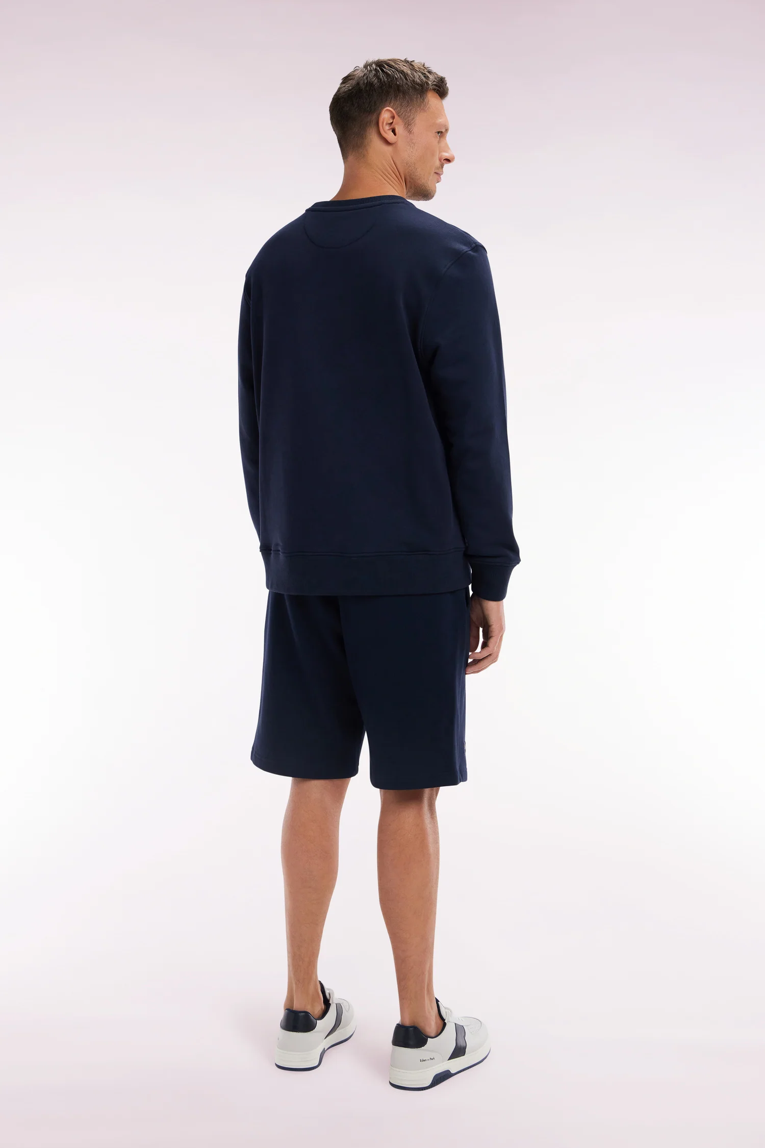 Short en molleton coton marine nœud papillon cerclé coupe décontractée - Image 4