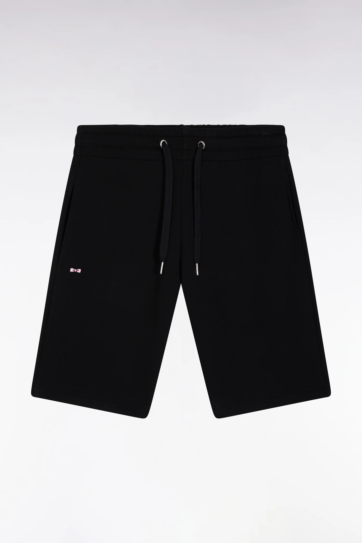 Short en molleton coton noir coupe droite - Image 2
