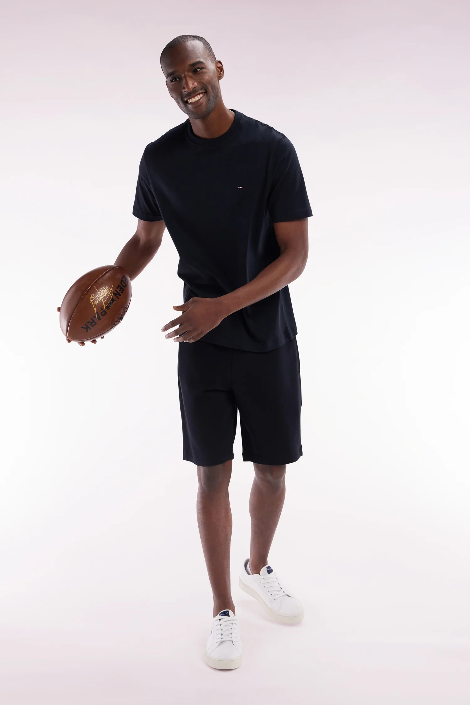 Short en molleton coton noir coupe droite - Image 3