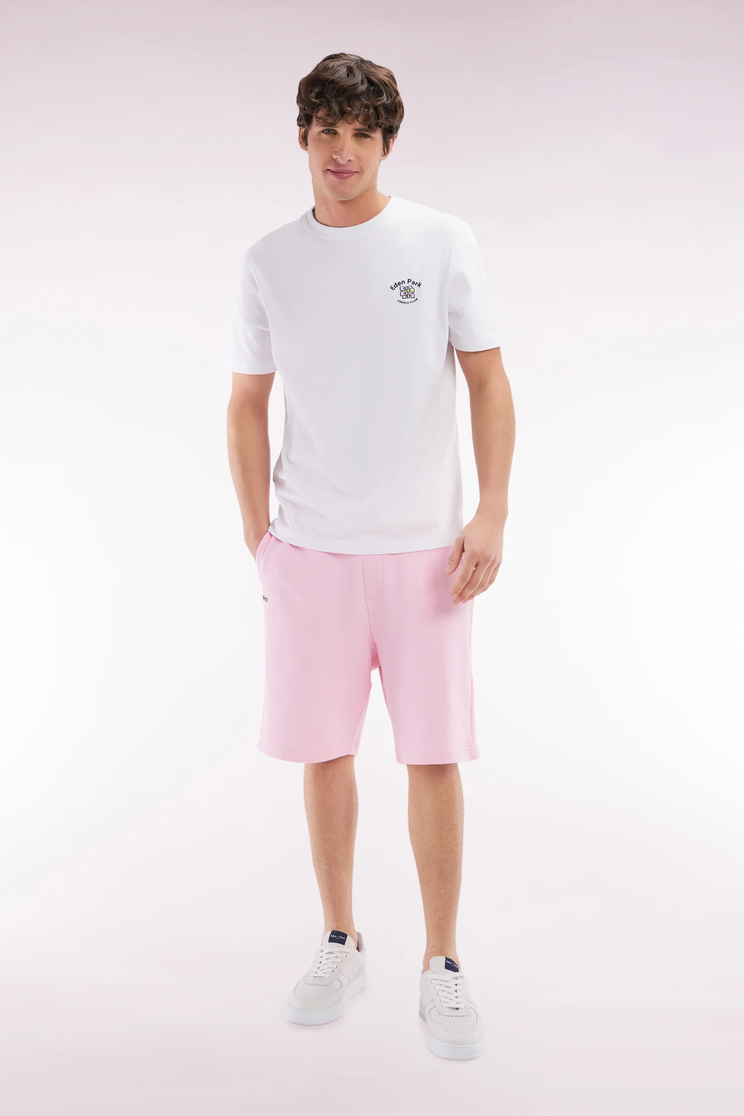 Short en molleton coton rose coupe décontractée - Image 3