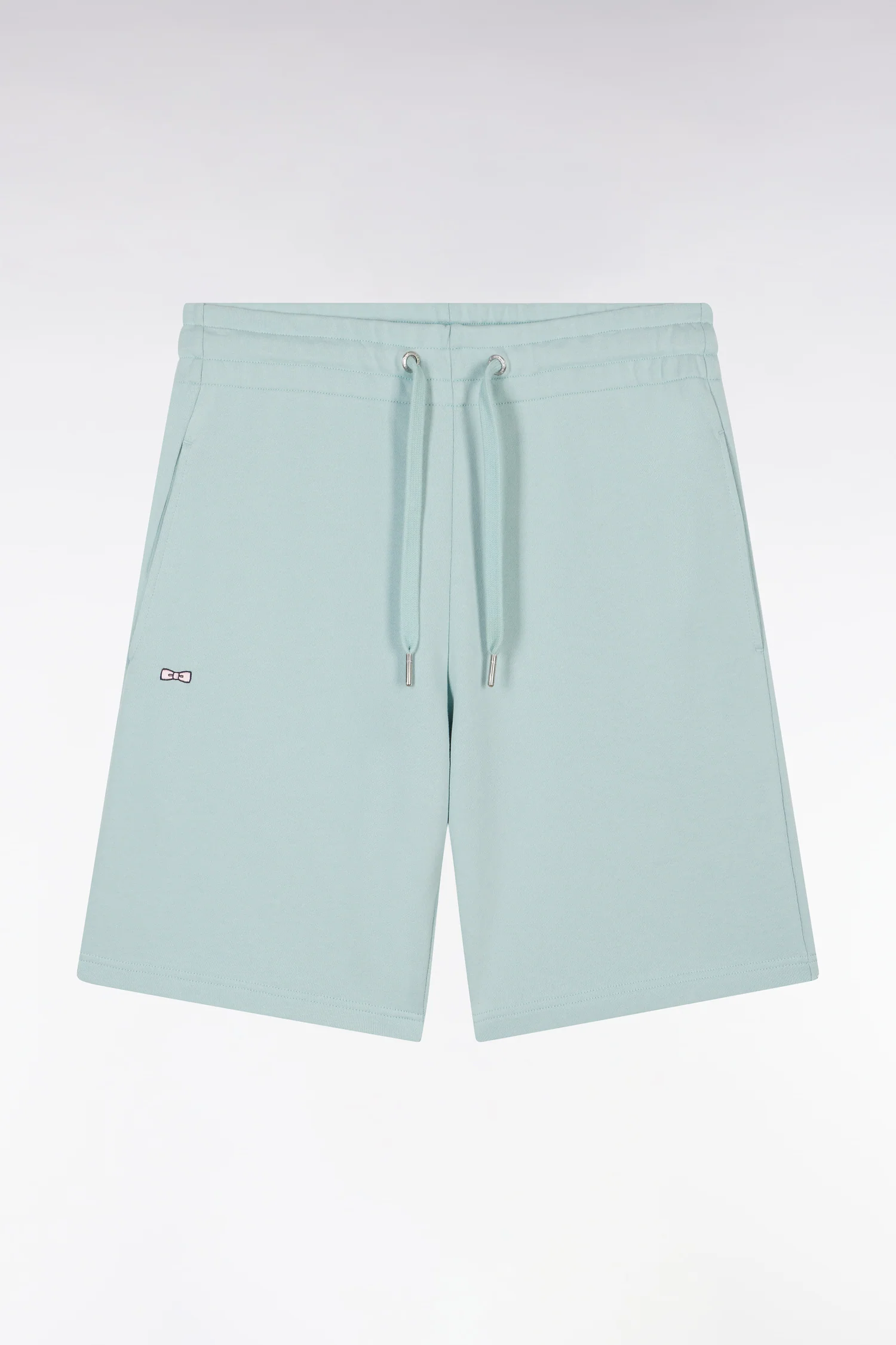 Short en molleton coton vert d'eau coupe droite - Image 2
