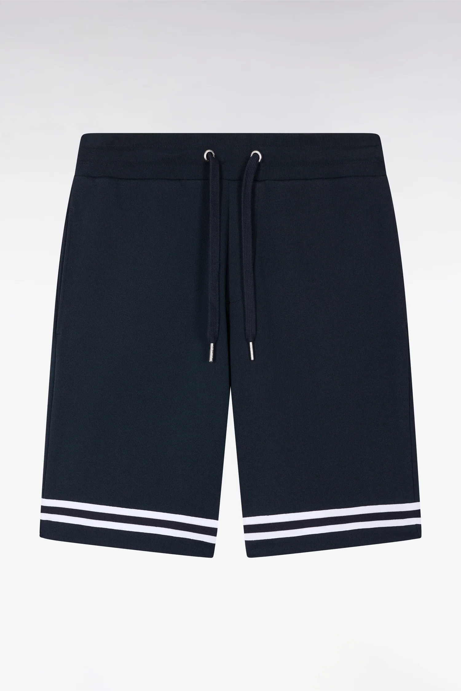 Short en molleton marine à bordures de jambe rayées - Image 2