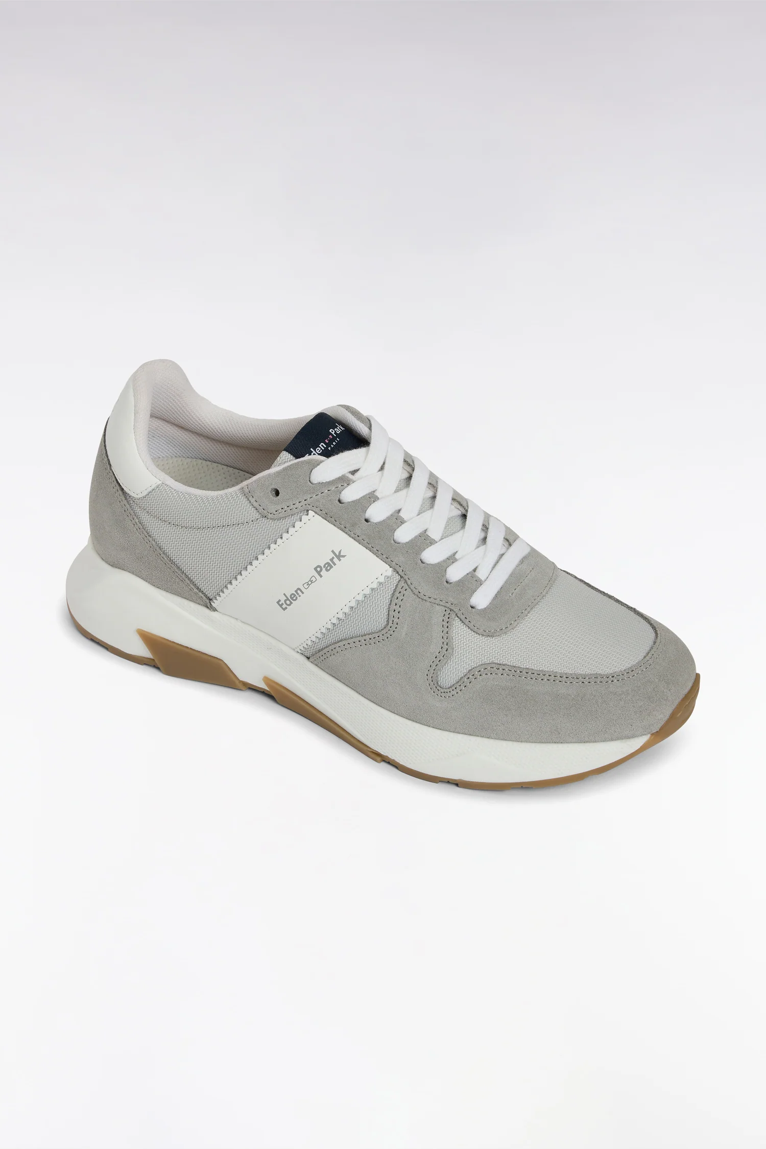 Sneakers multimatières en cuir grises - Image 5