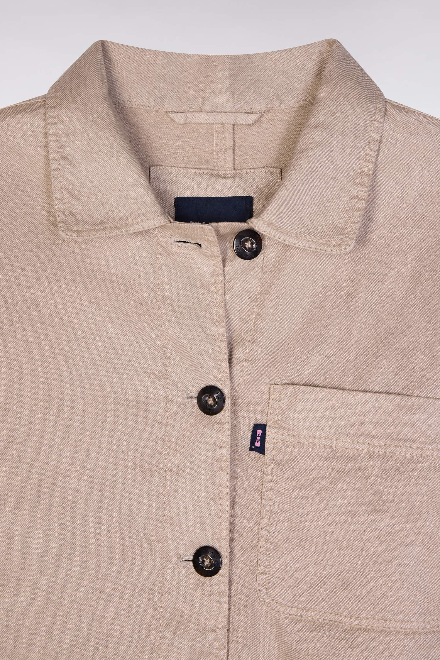 Surchemise ceinturée en lin et coton stretch beige coupe oversized - Image 6