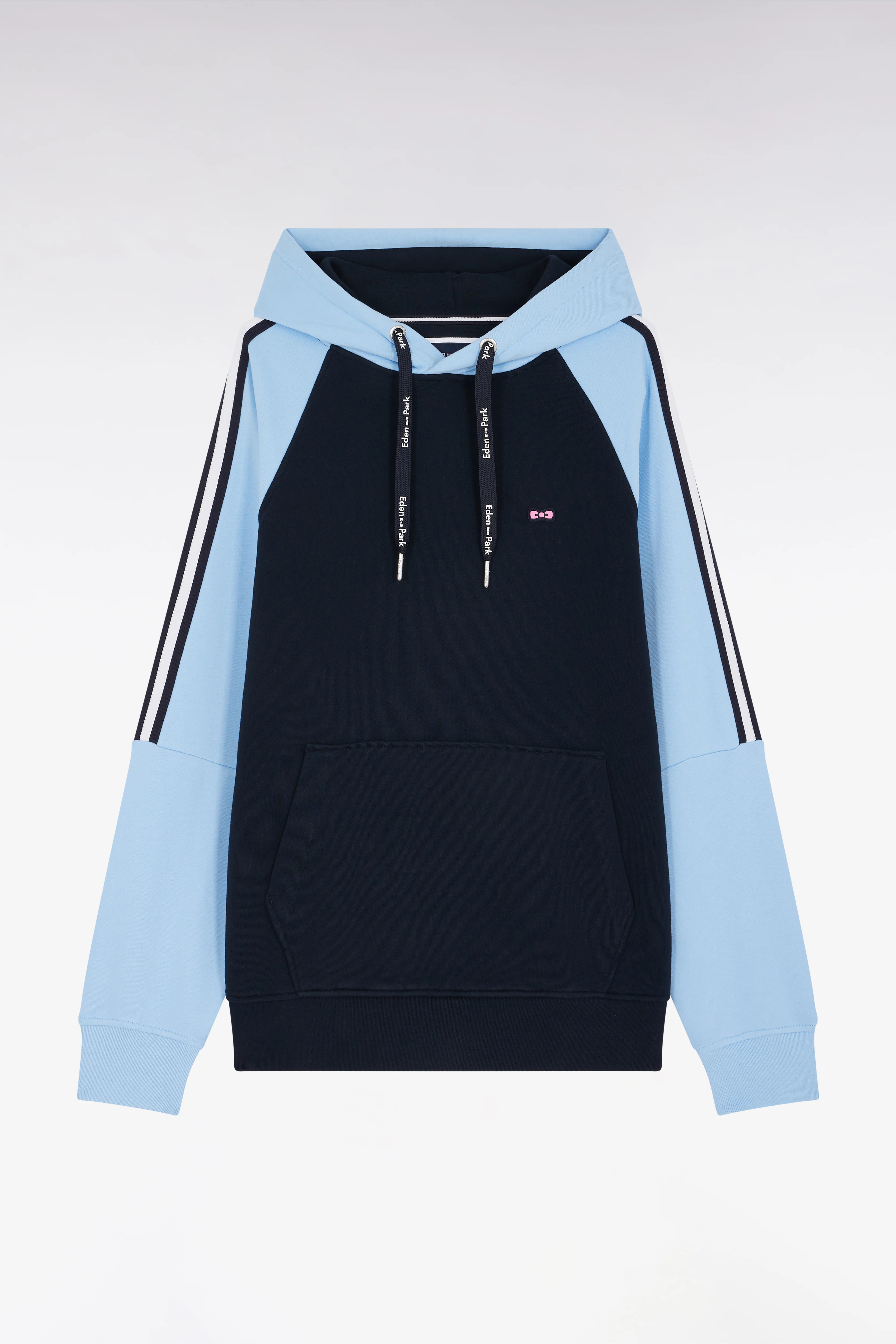 Sweatshirt à capuche en coton marine et ciel coupe décontractée
