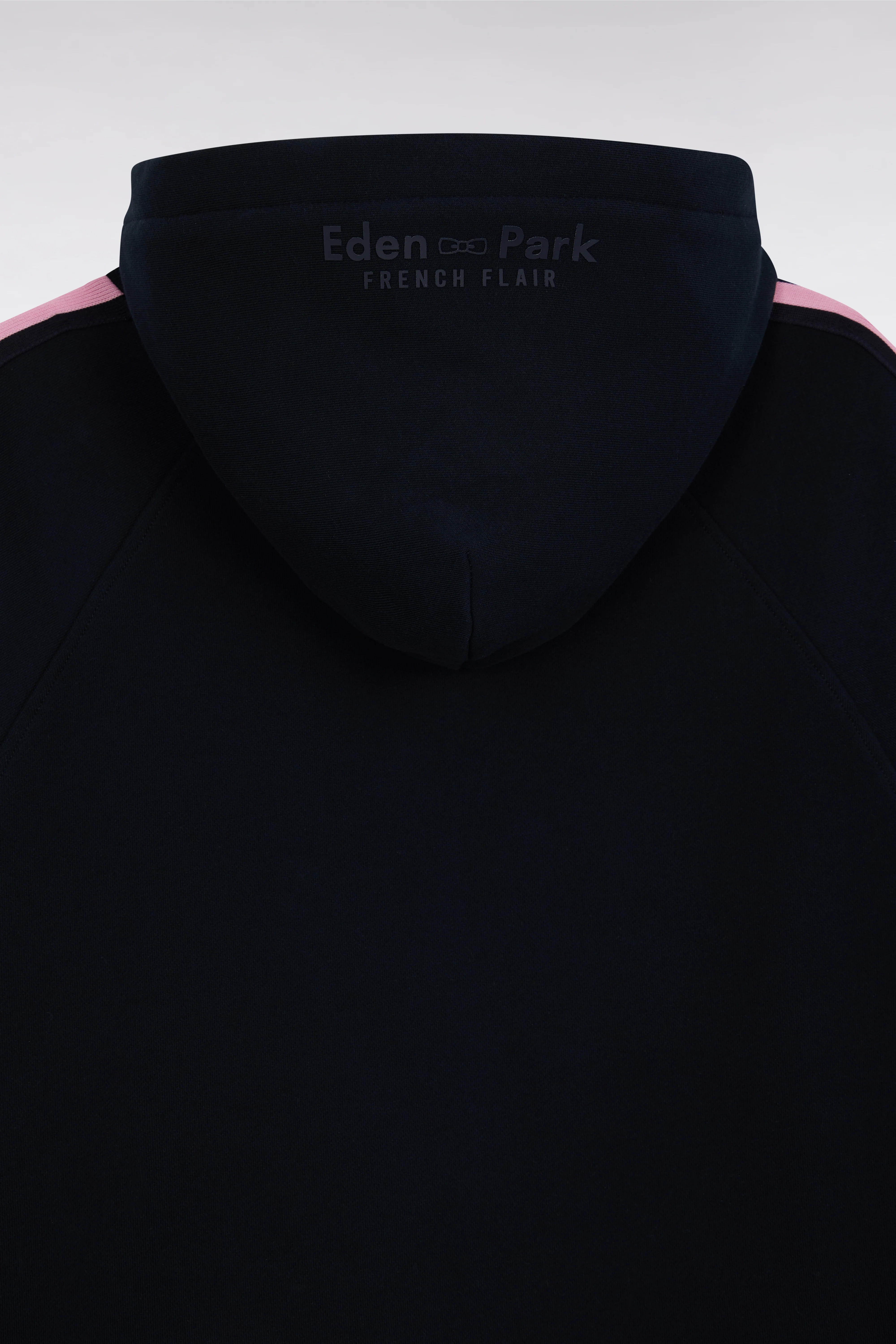 Sweatshirt à capuche en coton marine et rose coupe décontractée - Image 3