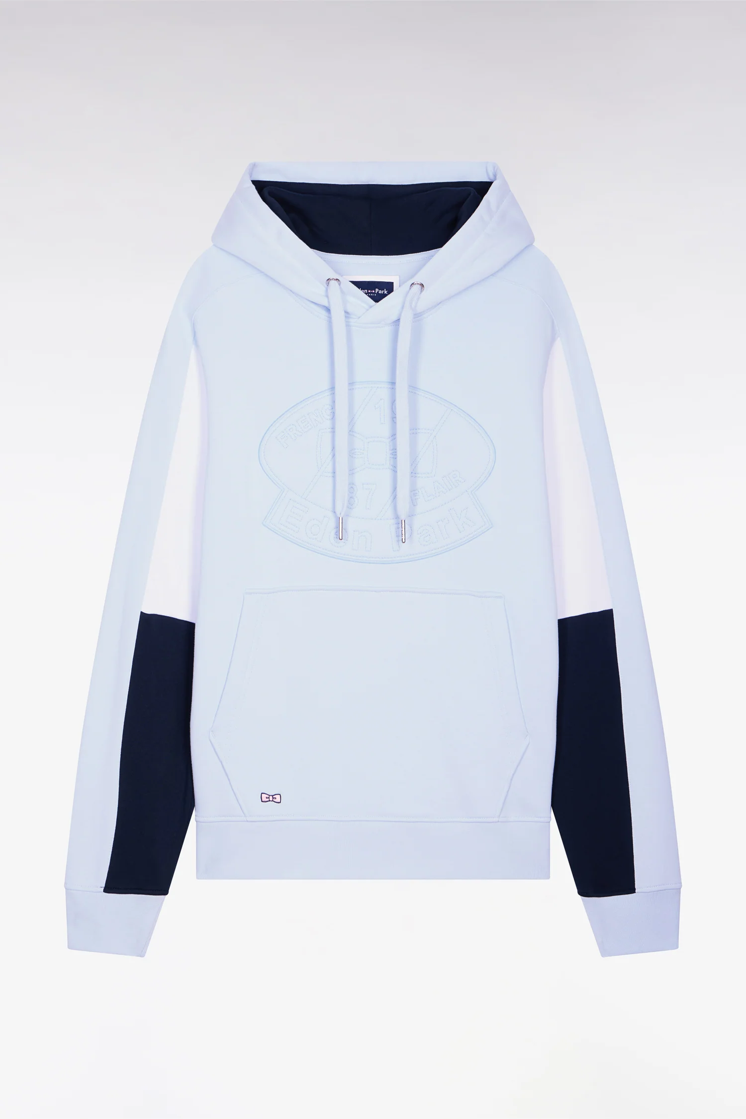 Sweatshirt à capuche en molleton coton bleu ciel brodé - Image 2