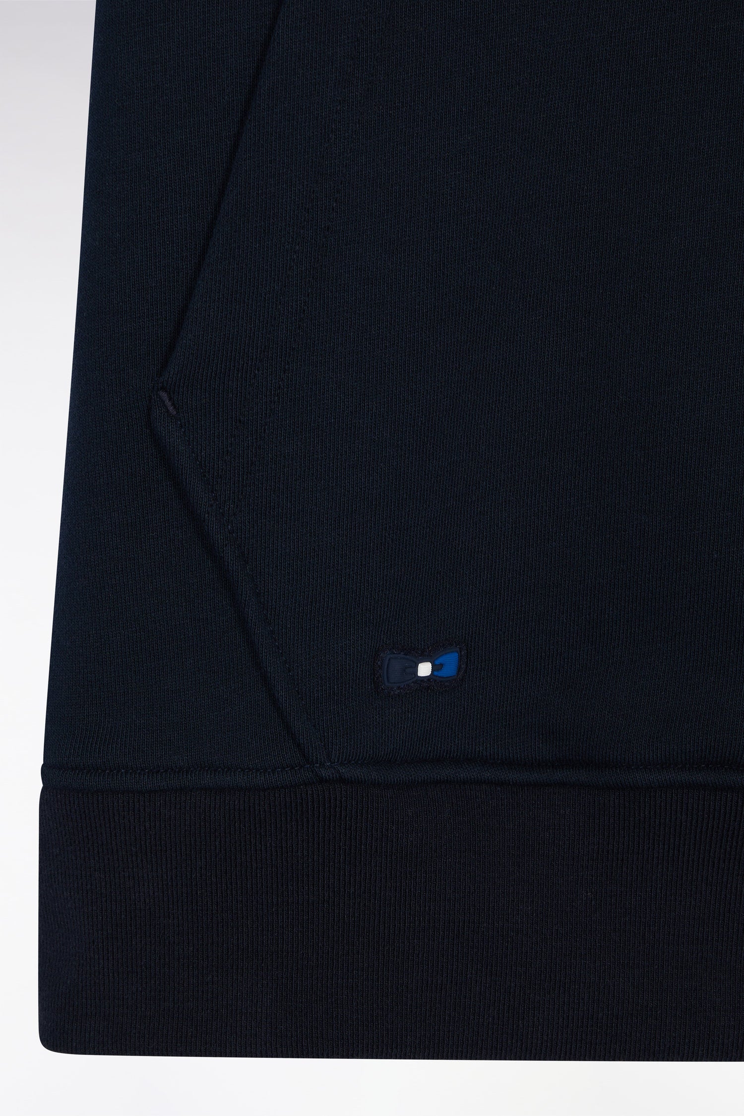 Sweatshirt à capuche en molleton coton tricolore bleu coupe décontractée - Image 6