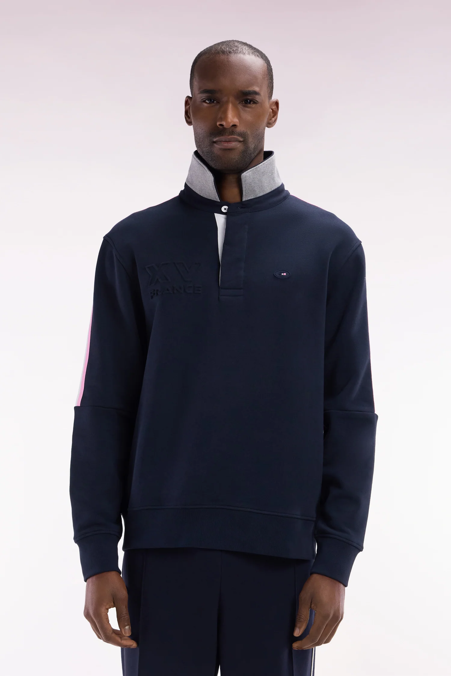 Sweatshirt Ă col maillot en coton marine XV de France coupe droite