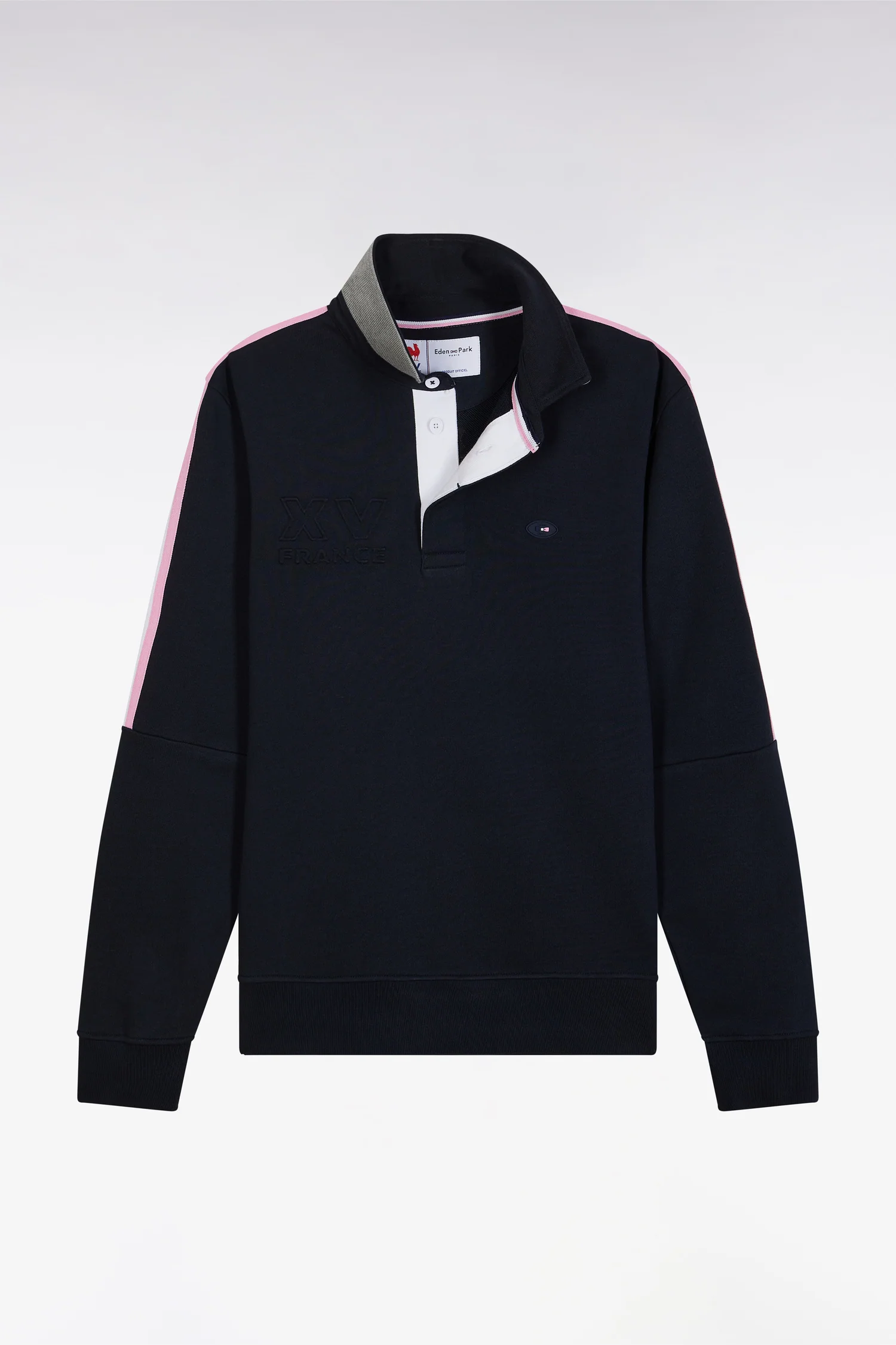 Sweatshirt Ă col maillot en coton marine XV de France coupe droite - Image 2