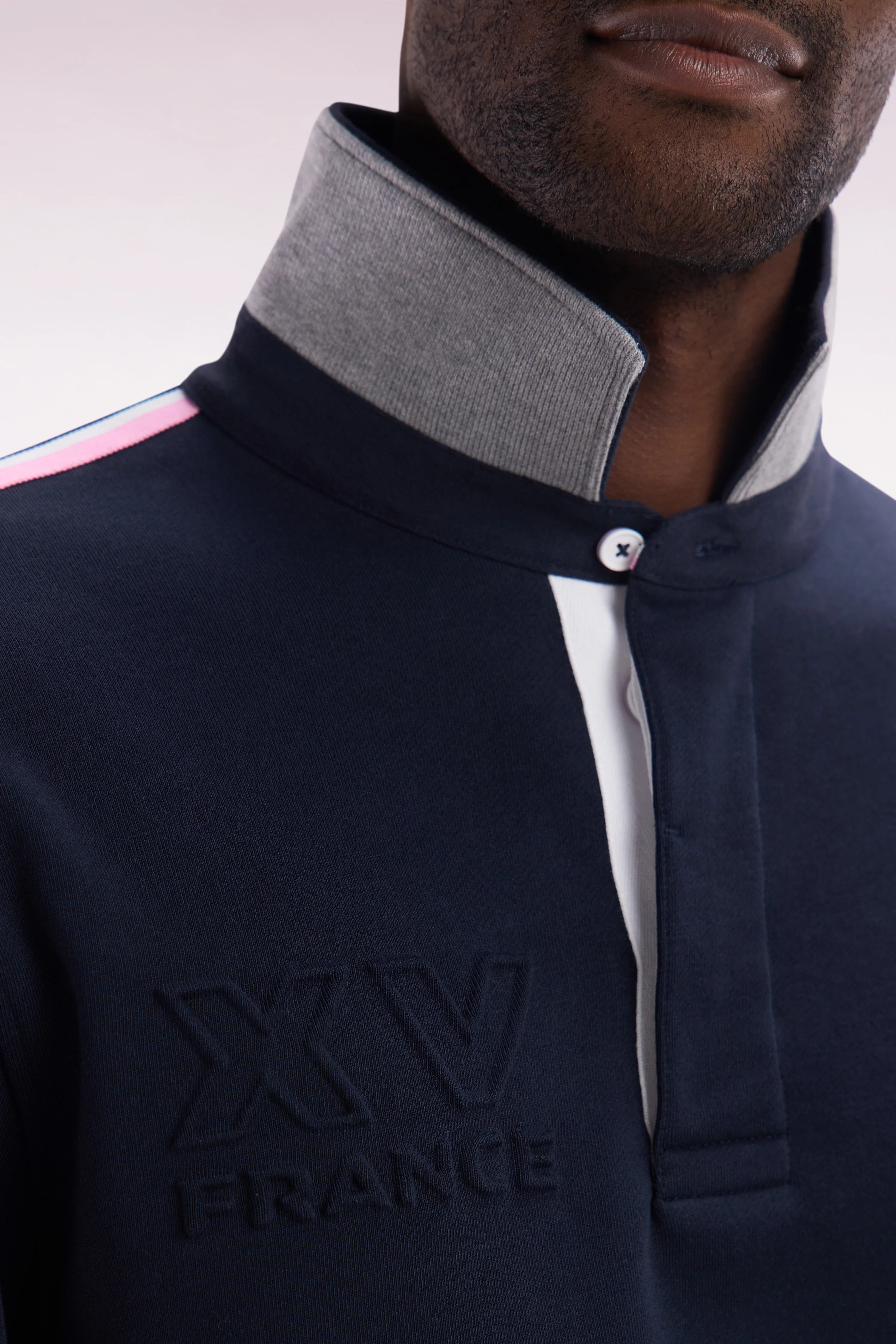 Sweatshirt Ă col maillot en coton marine XV de France coupe droite - Image 5