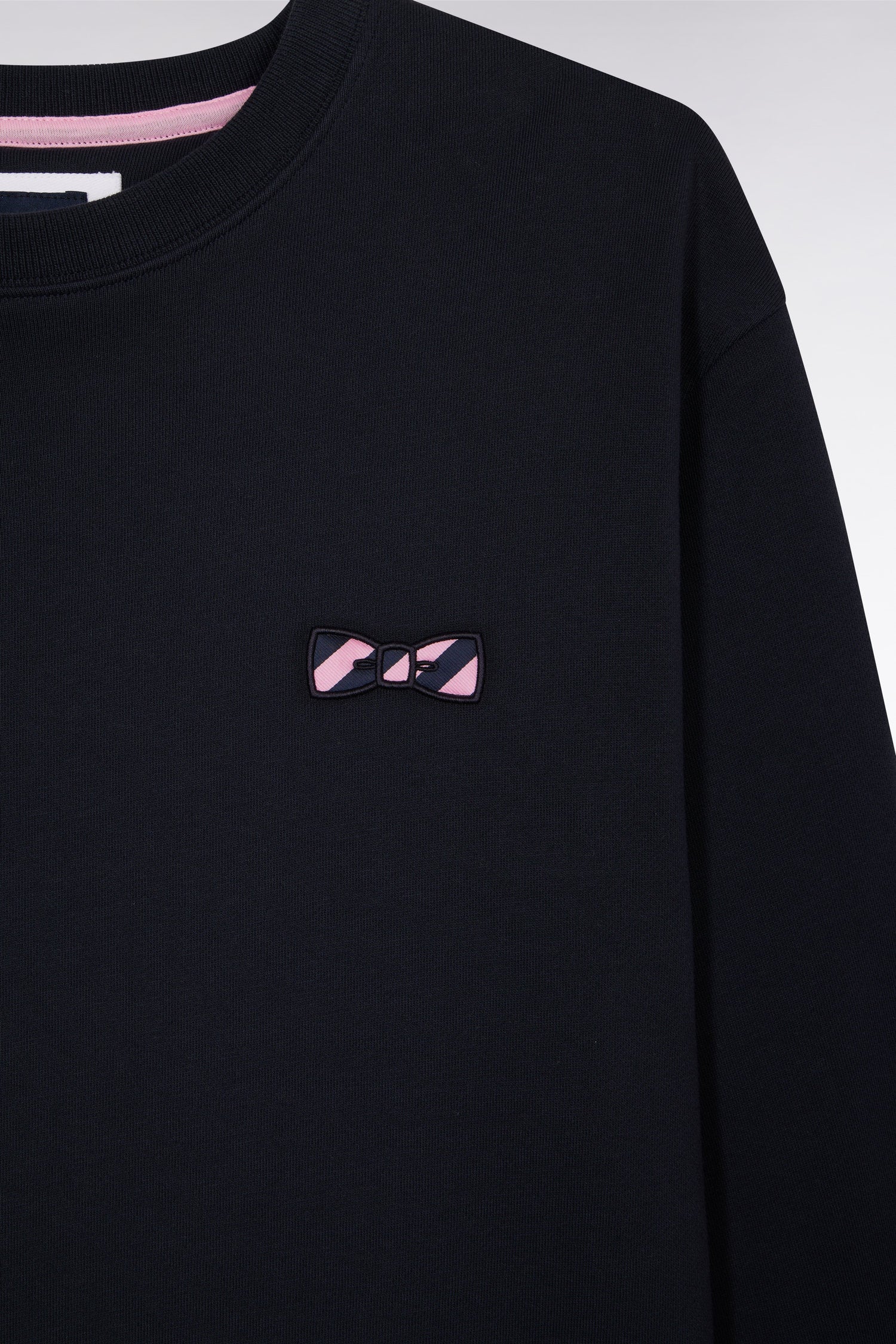 Sweatshirt à col rond en molleton coton marine - Image 6
