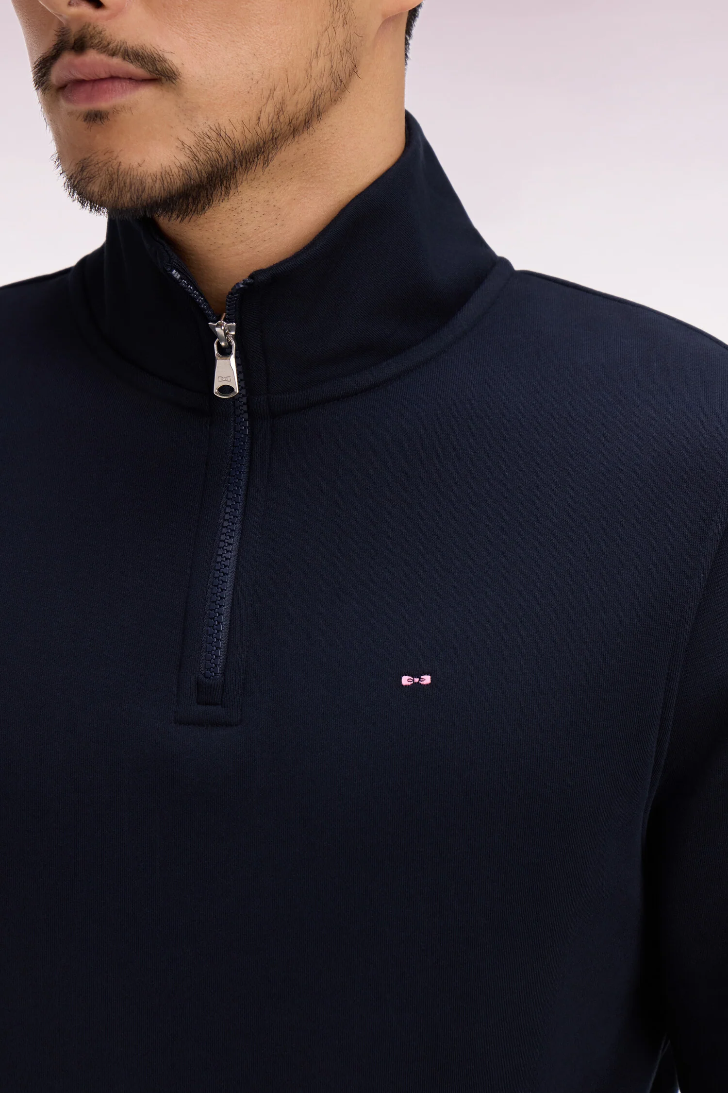 Sweatshirt col camionneur en molleton coton marine - Image 4