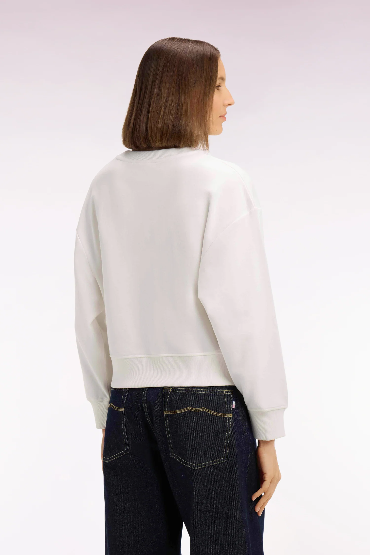 Sweatshirt en coton écru brodé coupe relaxed - Image 5