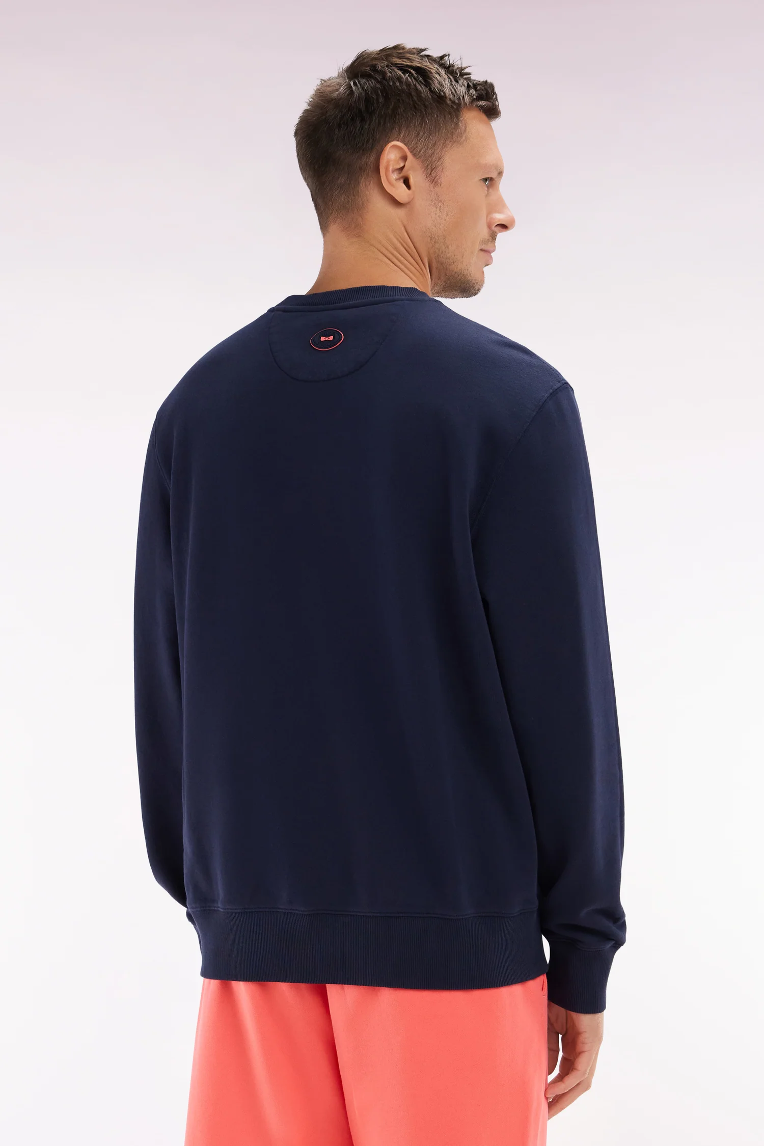 Sweatshirt en coton marine broderie palmiers multicolore coupe décontractée - Image 4