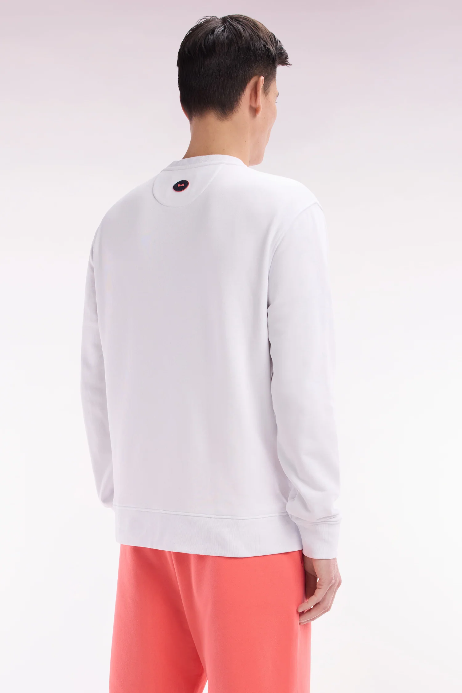Sweatshirt en molleton coton blanc broderie palmier ton sur ton coupe décontractée - Image 4