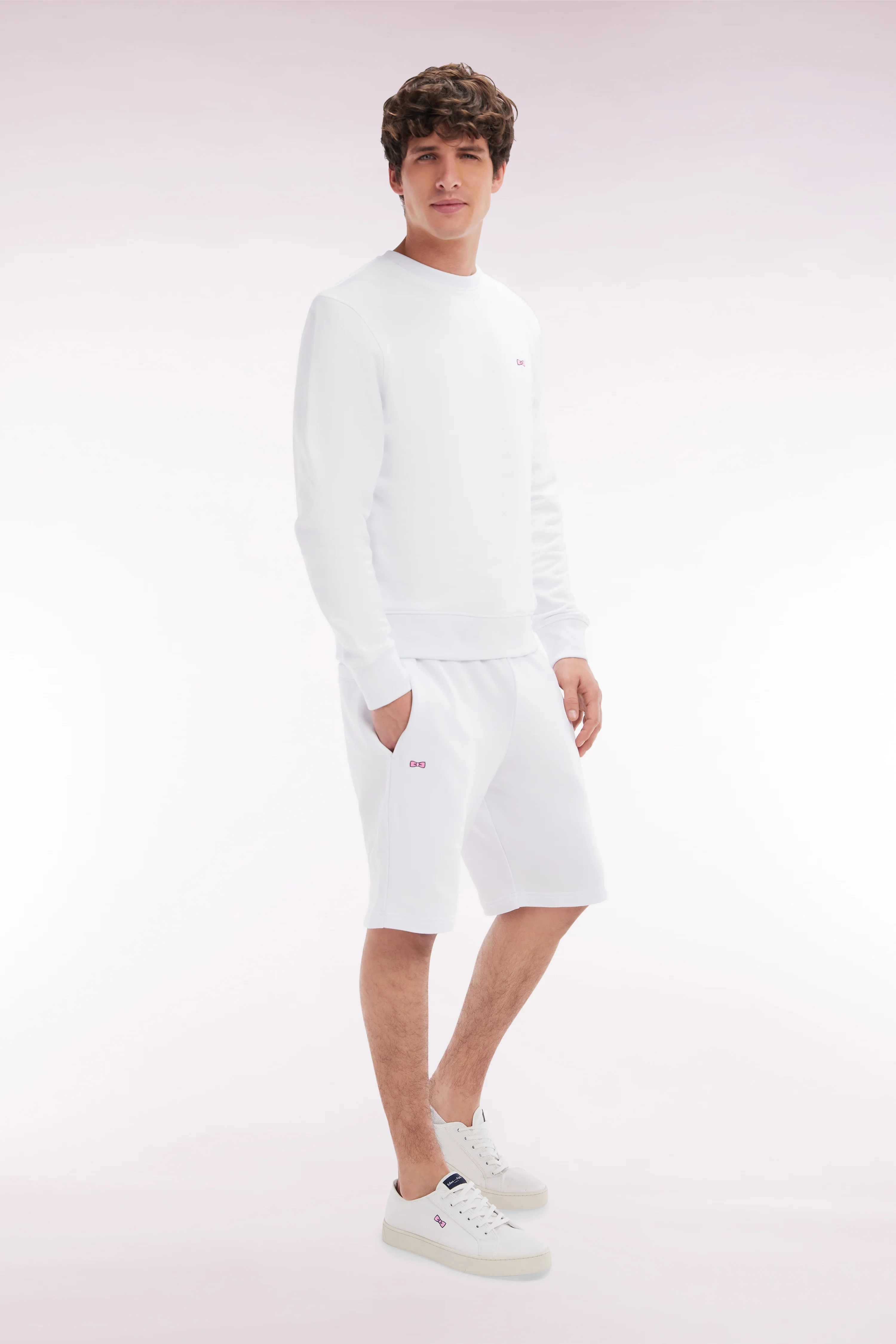 Sweatshirt en molleton coton blanc coupe droite et col rond - Image 3
