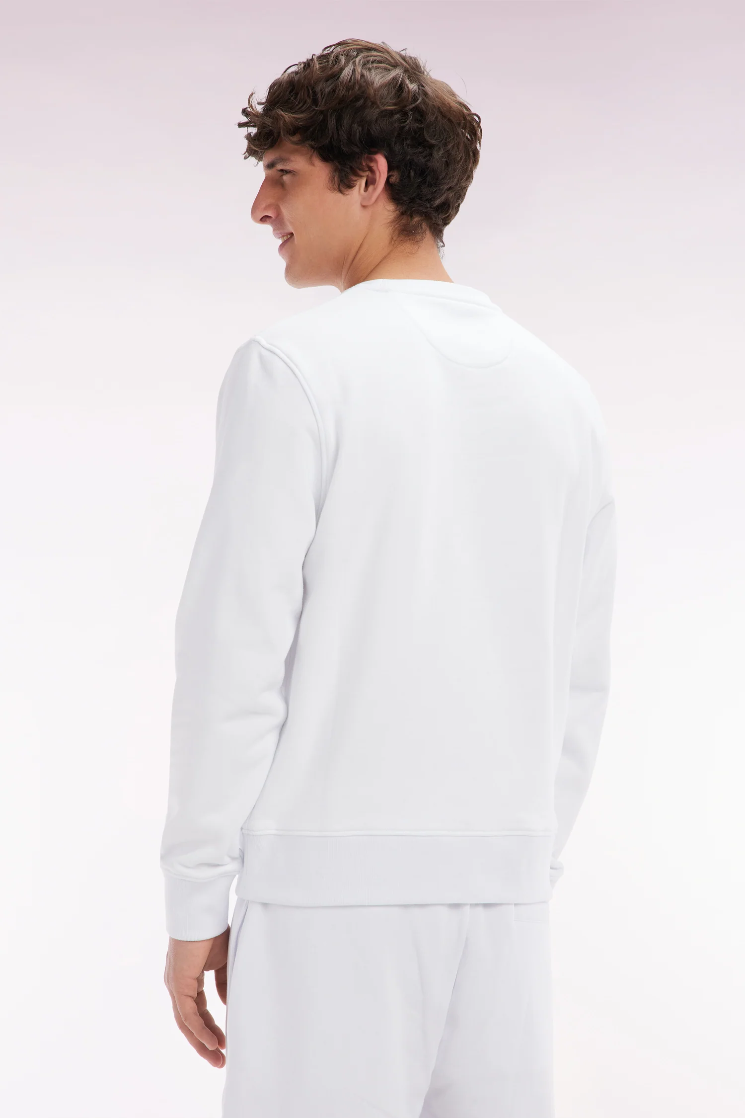 Sweatshirt en molleton coton blanc coupe droite et col rond - Image 4