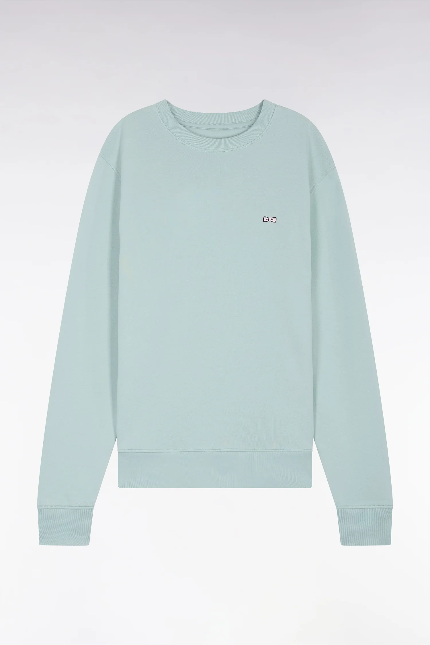 Sweatshirt en molleton coton vert d'eau coupe droite et col rond - Image 2