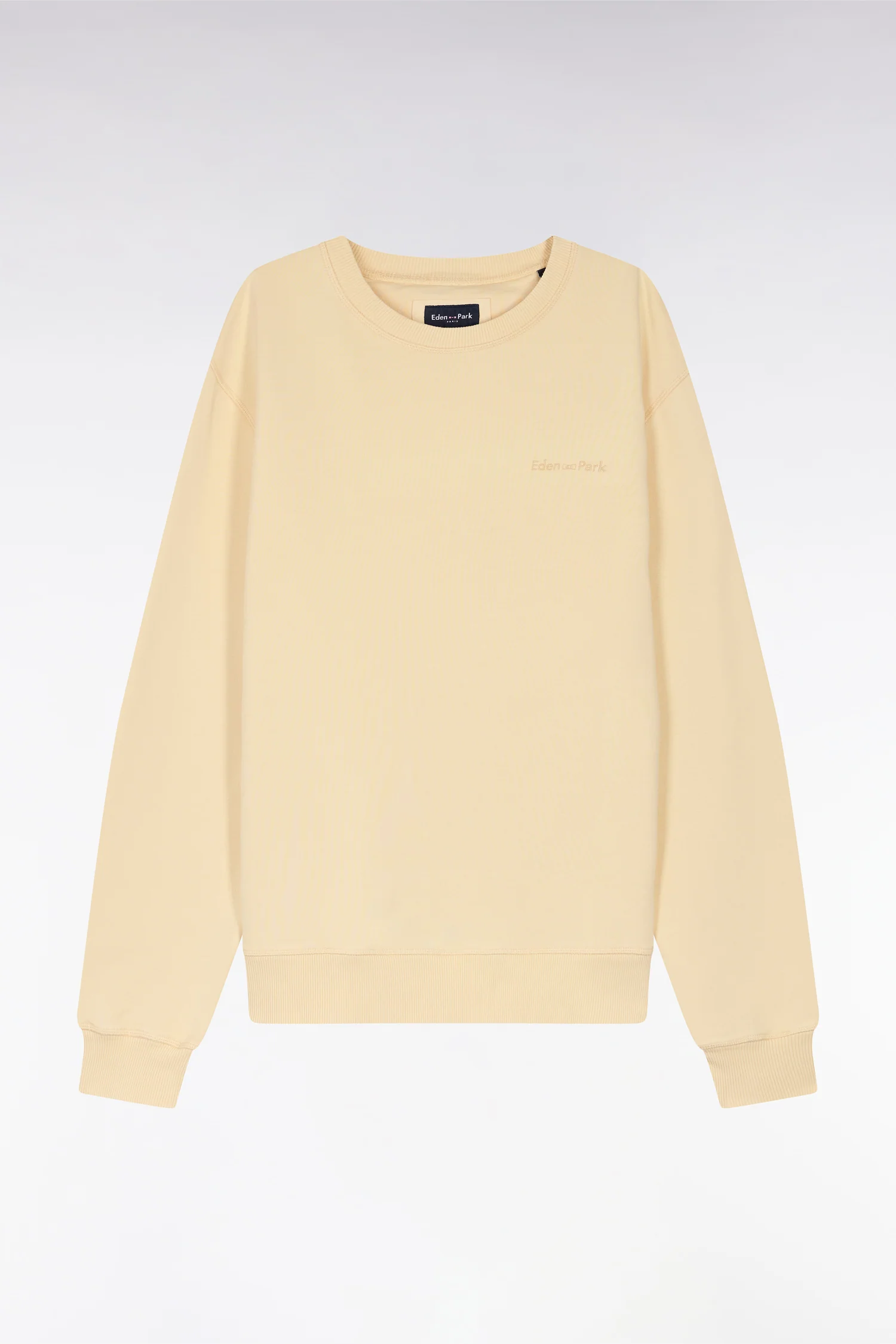 Sweatshirt surteint à col rond en molleton coton ocre coupe décontractée - Image 2