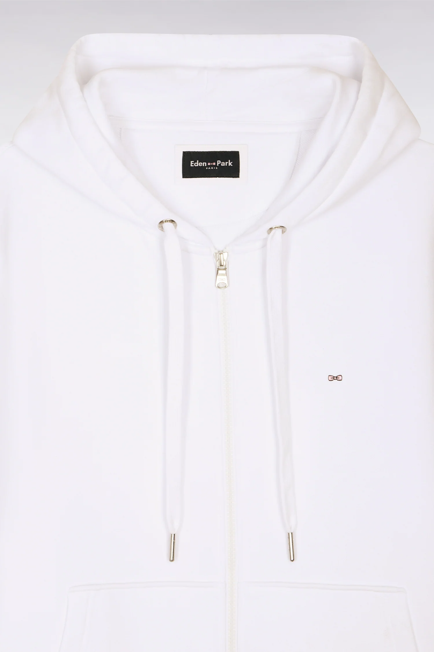 Sweatshirt zippé à capuche en molleton coton blanc - Image 6