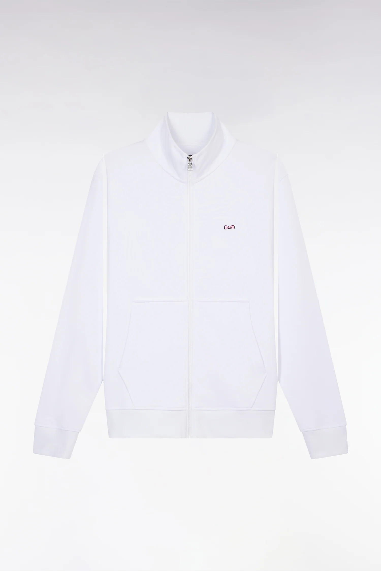Sweatshirt zippé en coton blanc coupe droite - Image 2