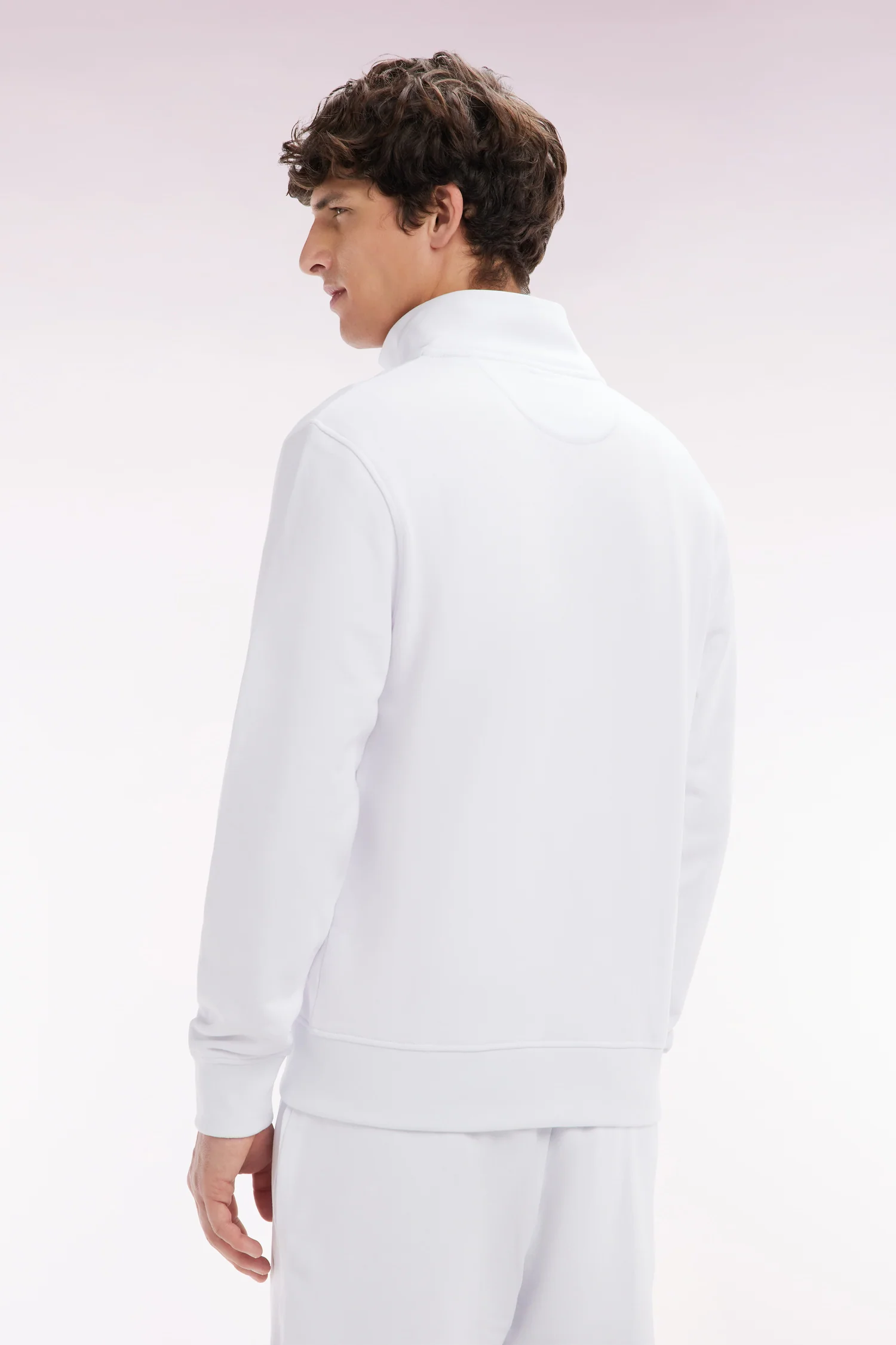 Sweatshirt zippé en coton blanc coupe droite - Image 4